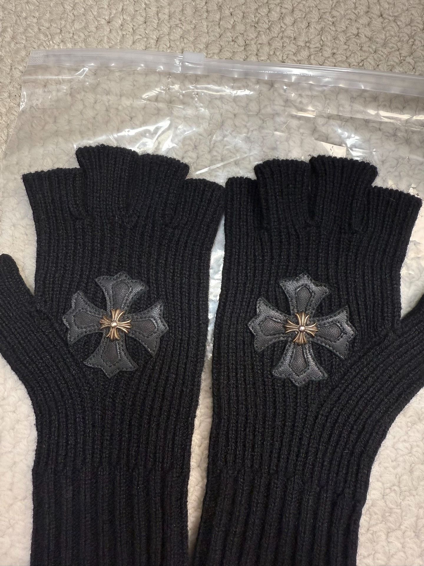 Chrome Hearts Chrome Hearts Black Cashmere Fingerless Gloves Size ONE SIZE - 2 Thumbnail