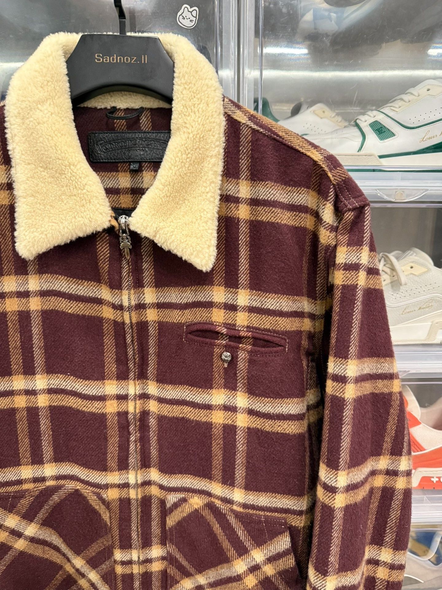 Chrome Hearts Chrome Hearts Burgundy Plaid Zip Shirt Jacket Size US L / EU 52-54 / 3 - 2 Thumbnail