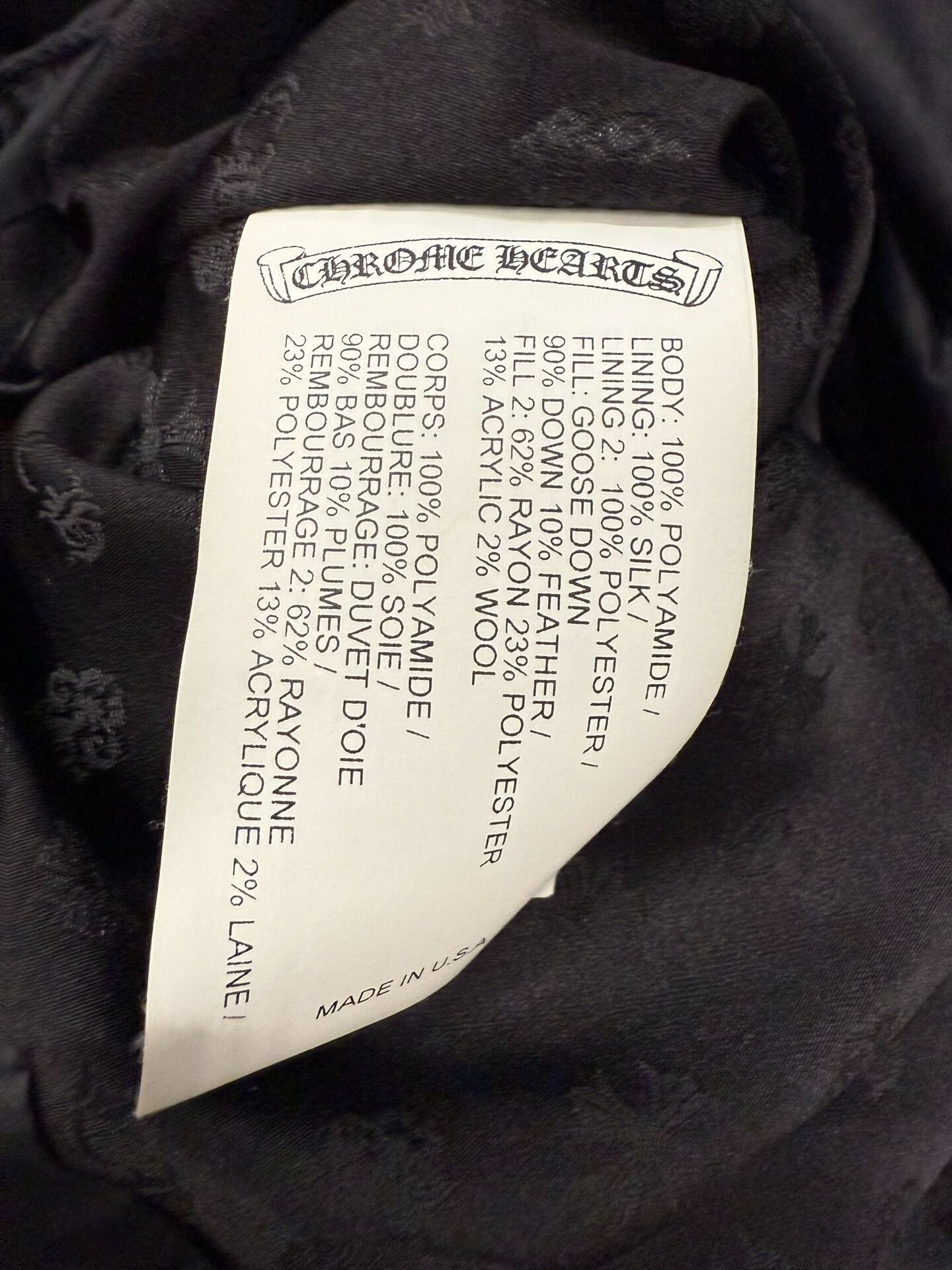 Chrome Hearts Chrome Hearts Vintage Black Down Jacket Size US XXL / EU 58 / 5 - 6 Thumbnail