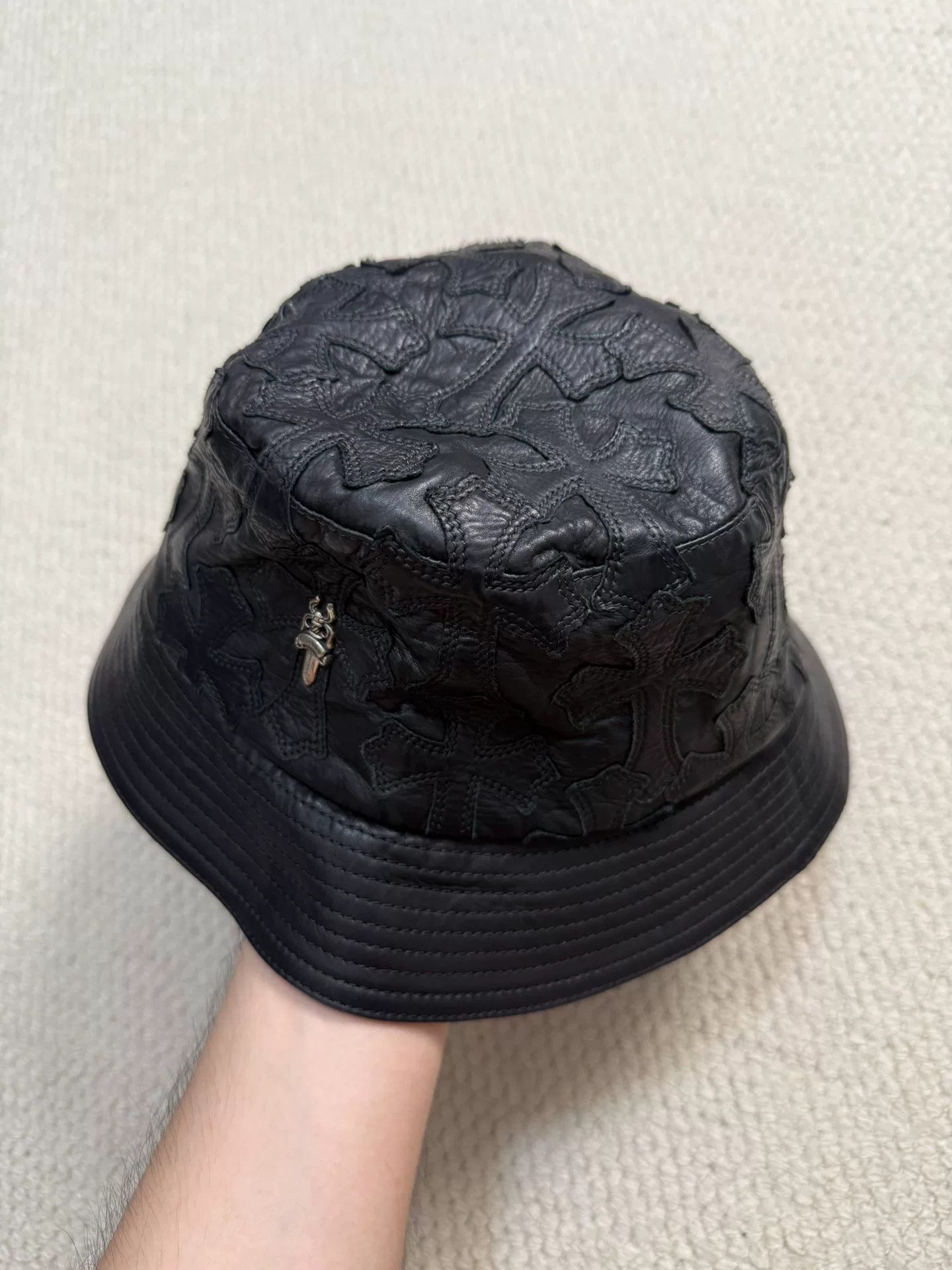 Chrome Hearts Chrome Hearts Silver Cross Leather Fisherman Hat Size ONE SIZE - 2 Thumbnail