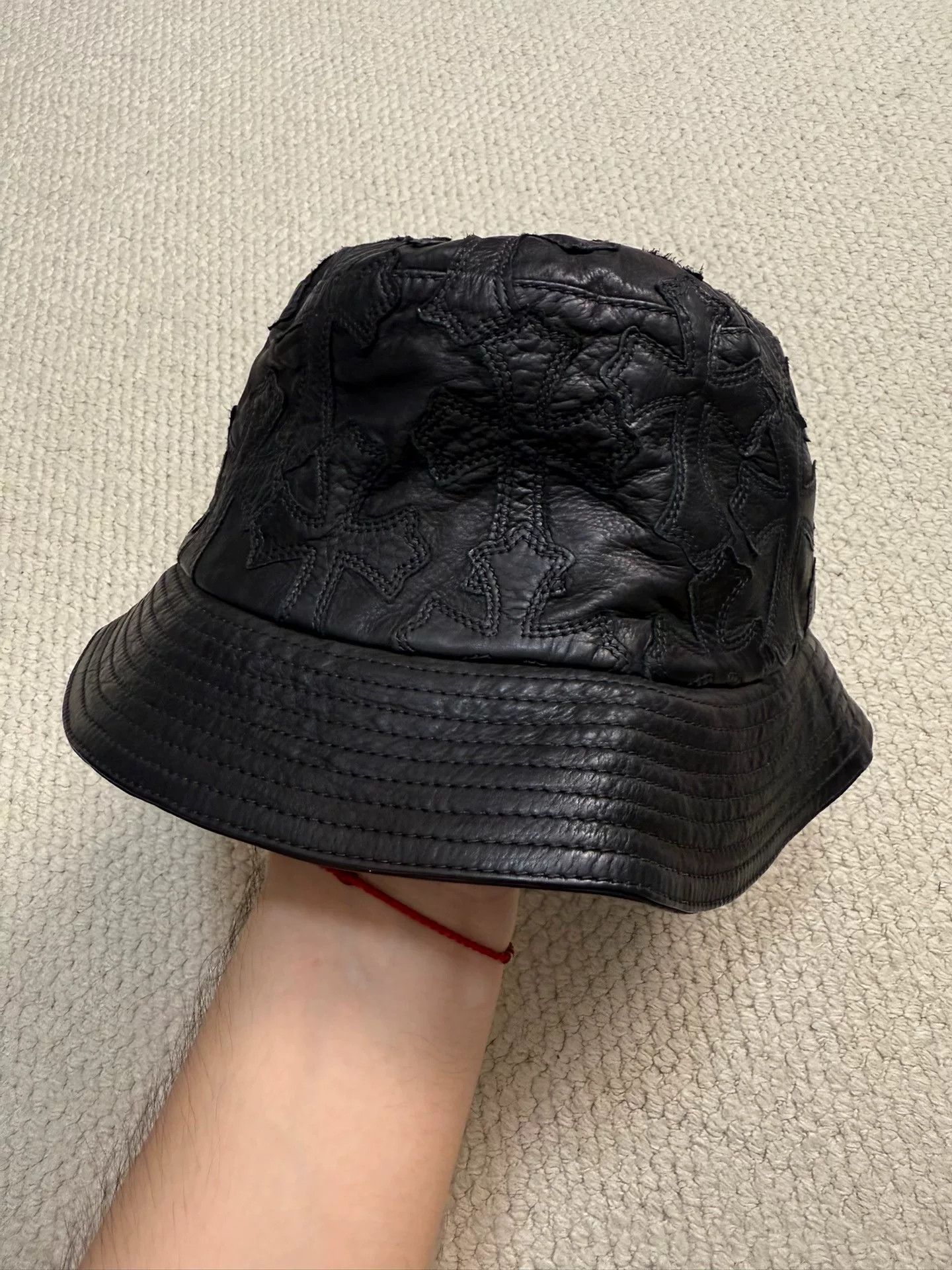 Chrome Hearts Chrome Hearts Silver Cross Leather Fisherman Hat Size ONE SIZE - 3 Thumbnail