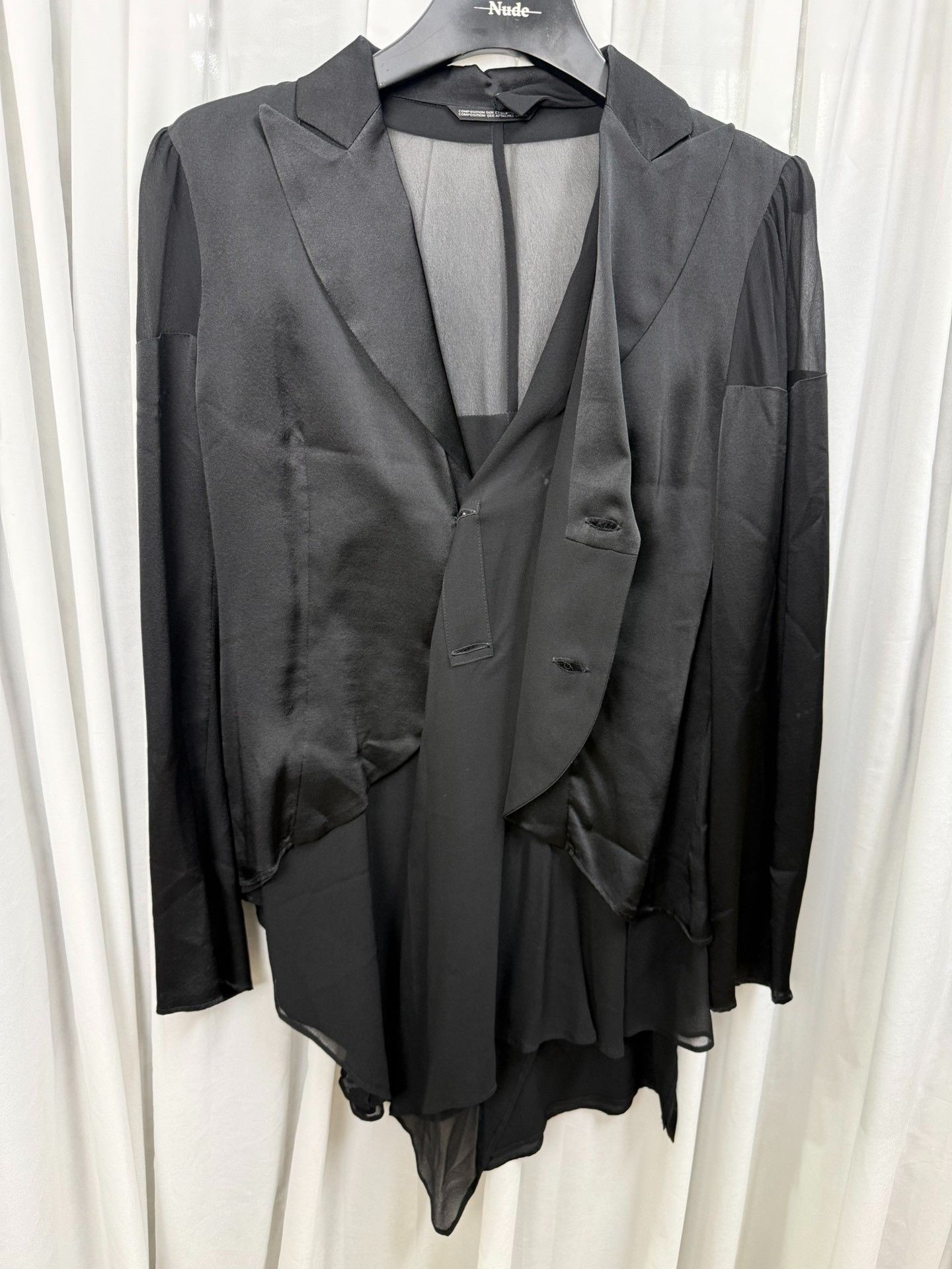 Yohji Yamamoto Yohji Yamamoto Noir Silk Tulle Blazer Size US L / EU 52-54 / 3 - 6 Thumbnail
