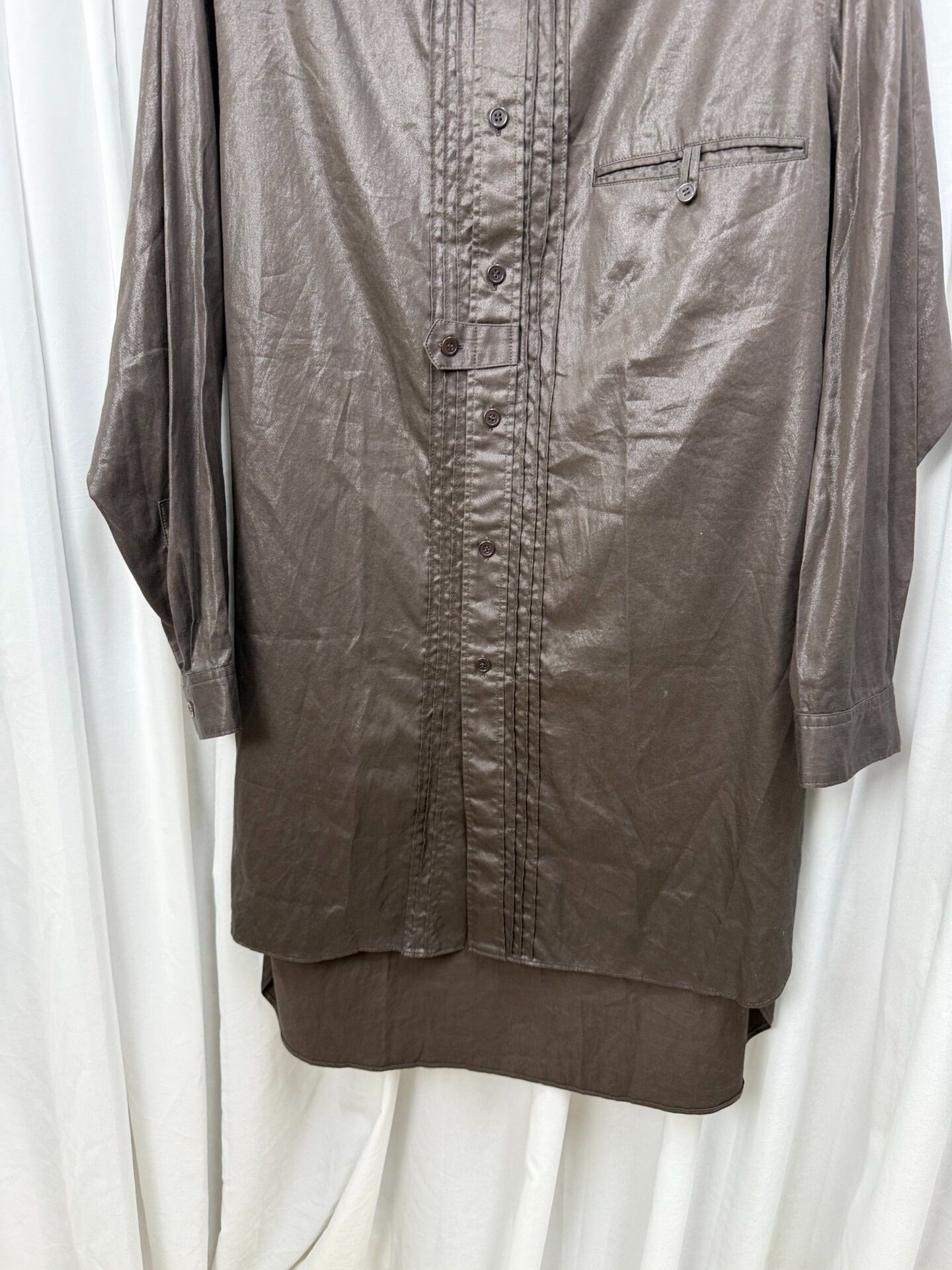 Yohji Yamamoto Yohji Yamamoto Pour Homme Coated Waxed Crinkled Shirt Size US M / EU 48-50 / 2 - 3 Thumbnail