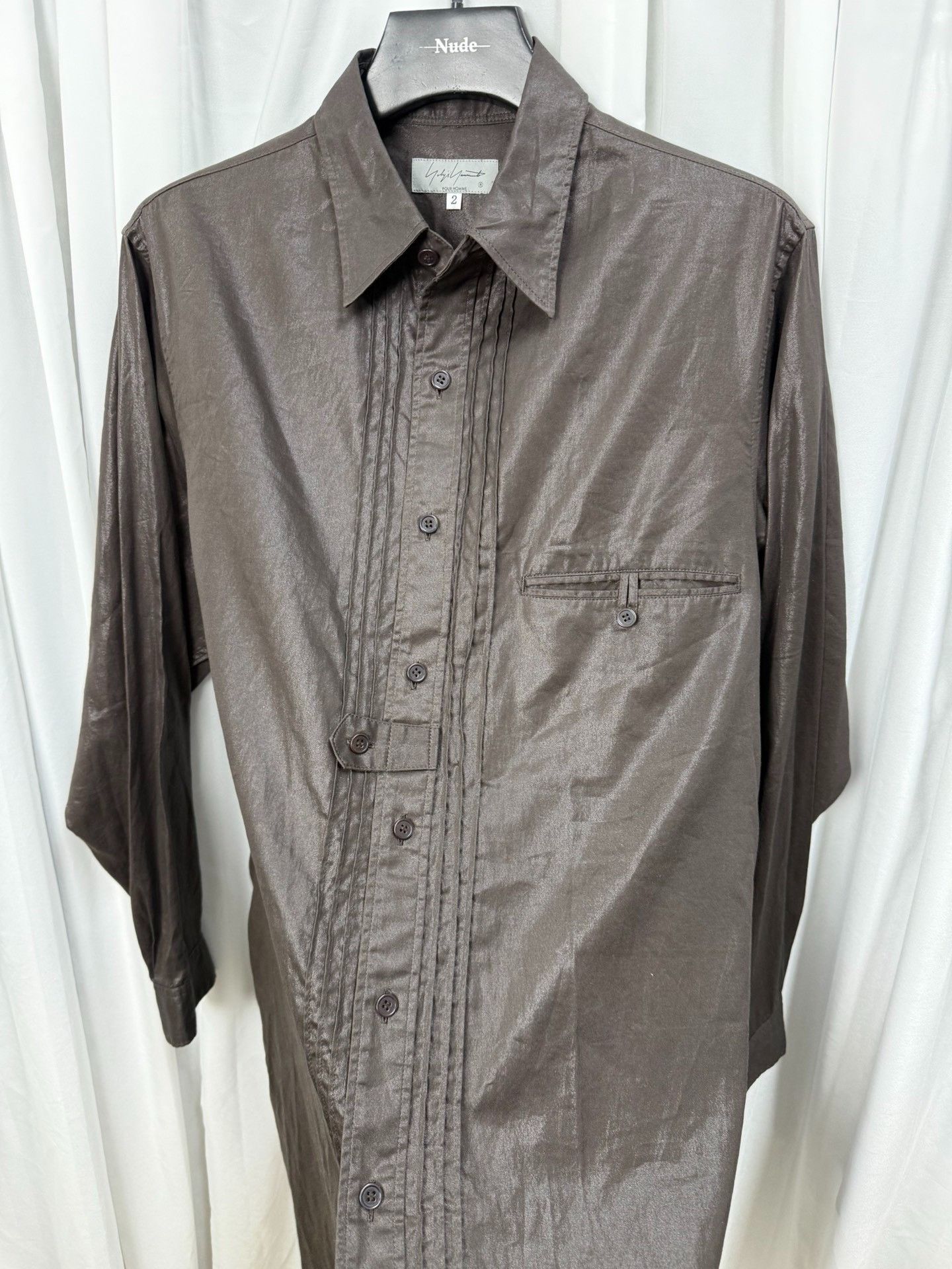 Yohji Yamamoto Yohji Yamamoto Pour Homme Coated Waxed Crinkled Shirt Size US M / EU 48-50 / 2 - 6 Thumbnail