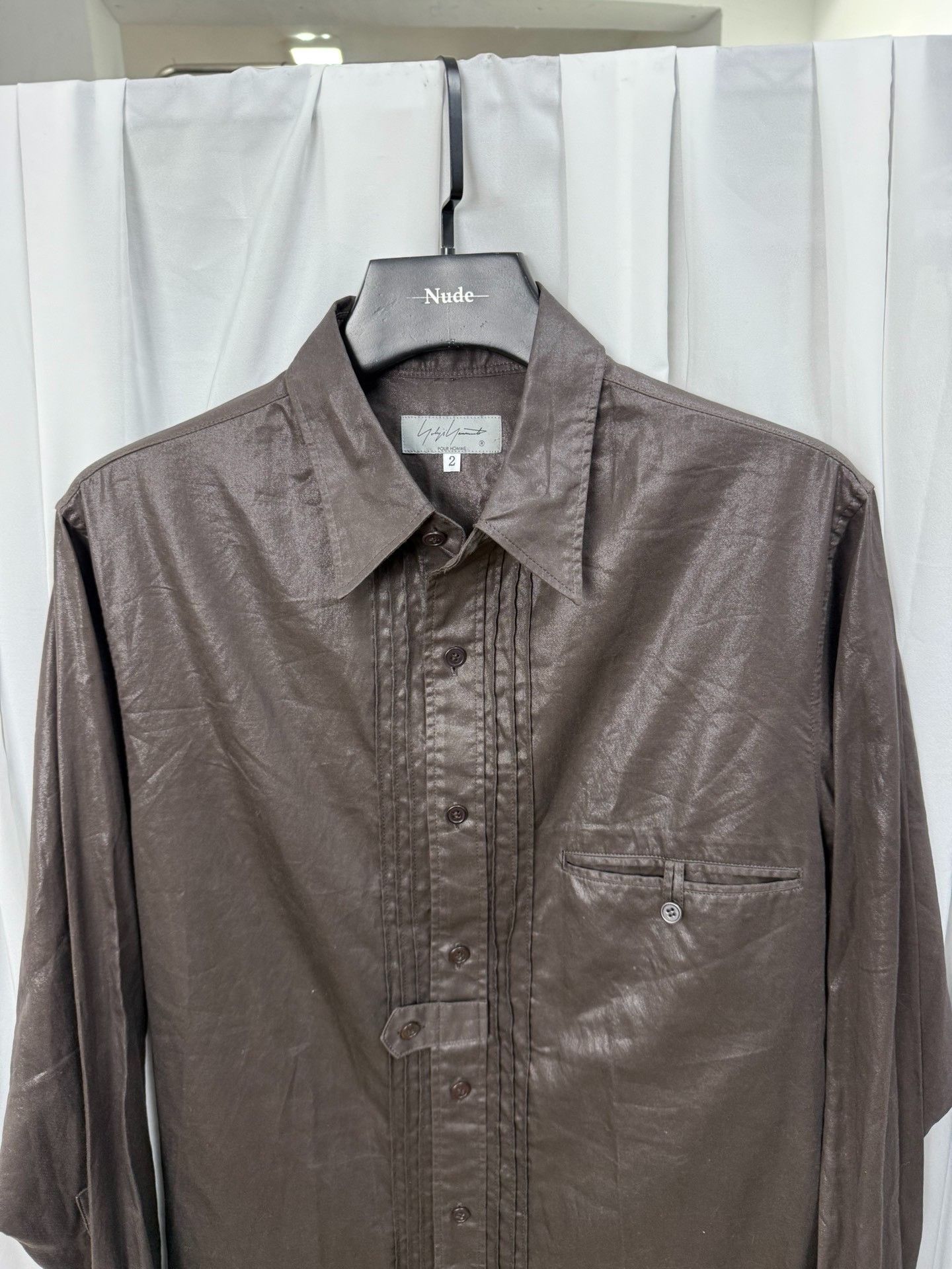 Yohji Yamamoto Yohji Yamamoto Pour Homme Coated Waxed Crinkled Shirt Size US M / EU 48-50 / 2 - 4 Thumbnail