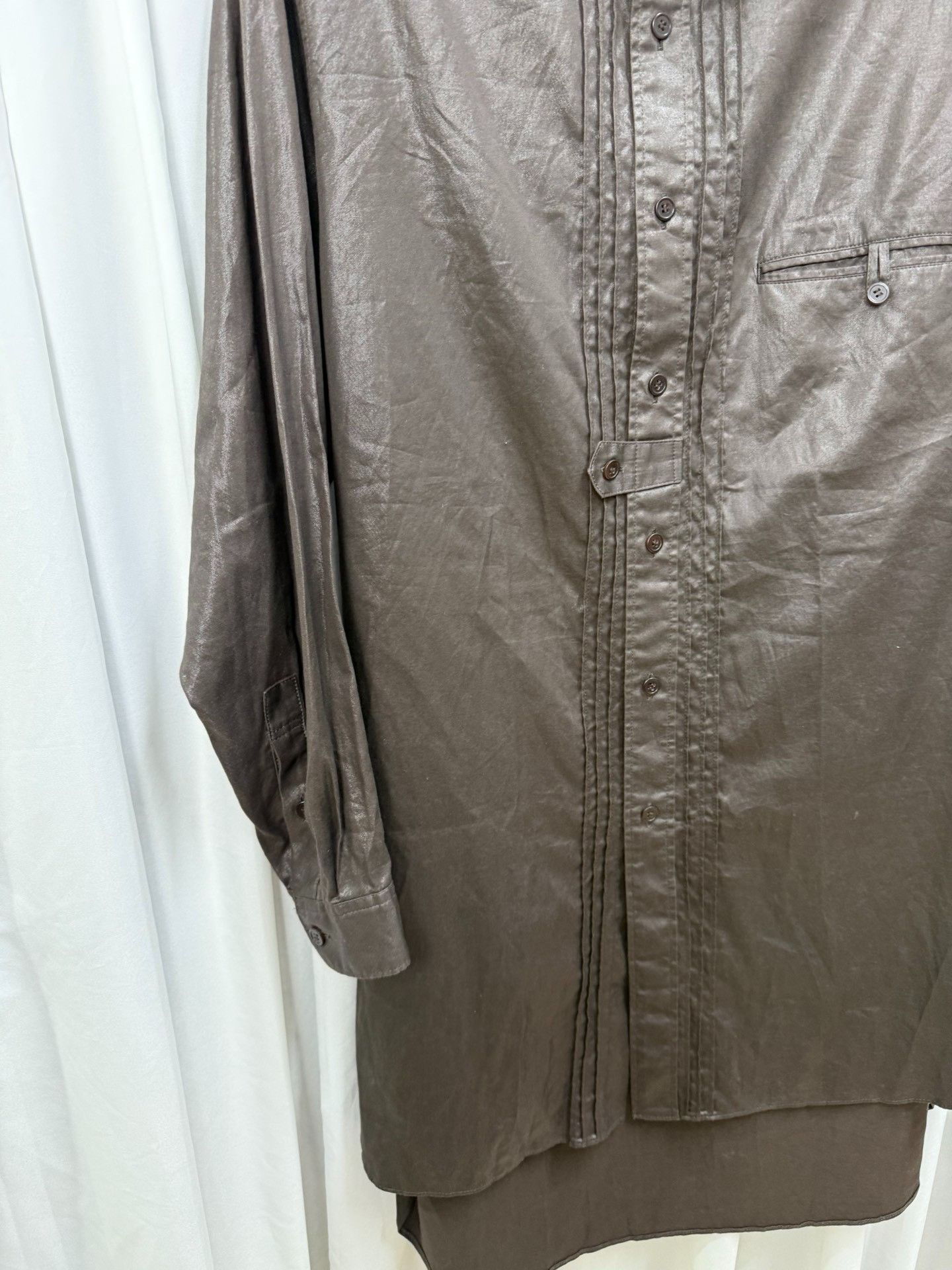 Yohji Yamamoto Yohji Yamamoto Pour Homme Coated Waxed Crinkled Shirt Size US M / EU 48-50 / 2 - 5 Thumbnail