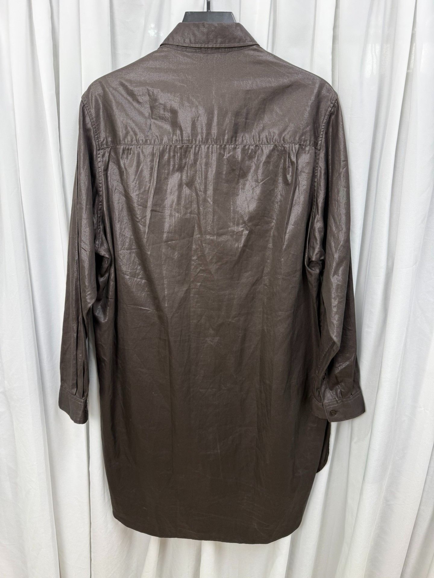 Yohji Yamamoto Yohji Yamamoto Pour Homme Coated Waxed Crinkled Shirt Size US M / EU 48-50 / 2 - 7 Thumbnail