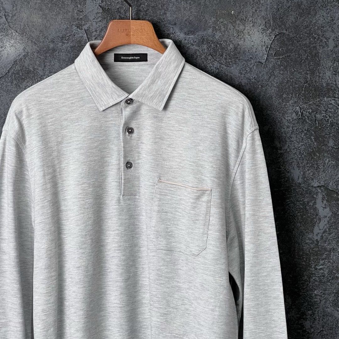 Ermenegildo Zegna Ermenegildo Zegna Cotton Gray Polo l Men Size US L / EU 52-54 / 3 - 3 Thumbnail
