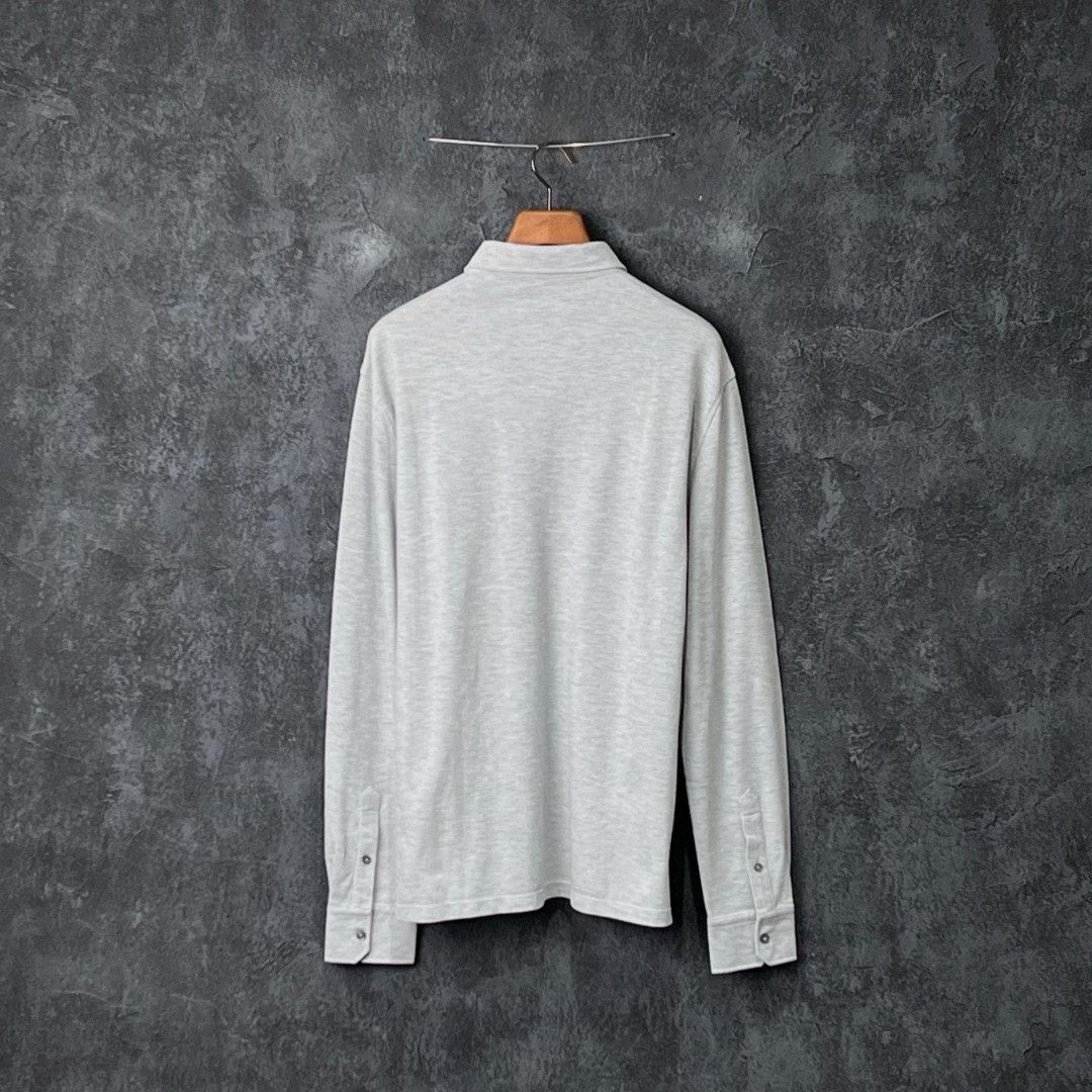 Ermenegildo Zegna Ermenegildo Zegna Cotton Gray Polo l Men Size US L / EU 52-54 / 3 - 2 Thumbnail