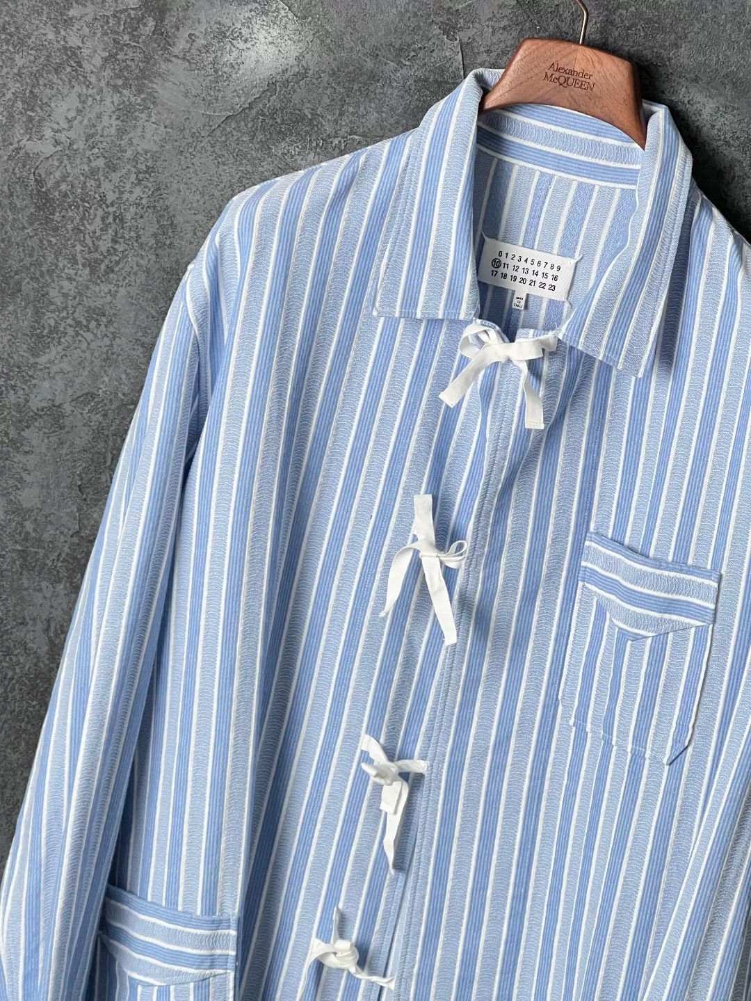 Maison Margiela Maison Margiela Cotton Striped Blue Shirt 41 Men Size US XS / EU 42 / 0 - 4 Thumbnail