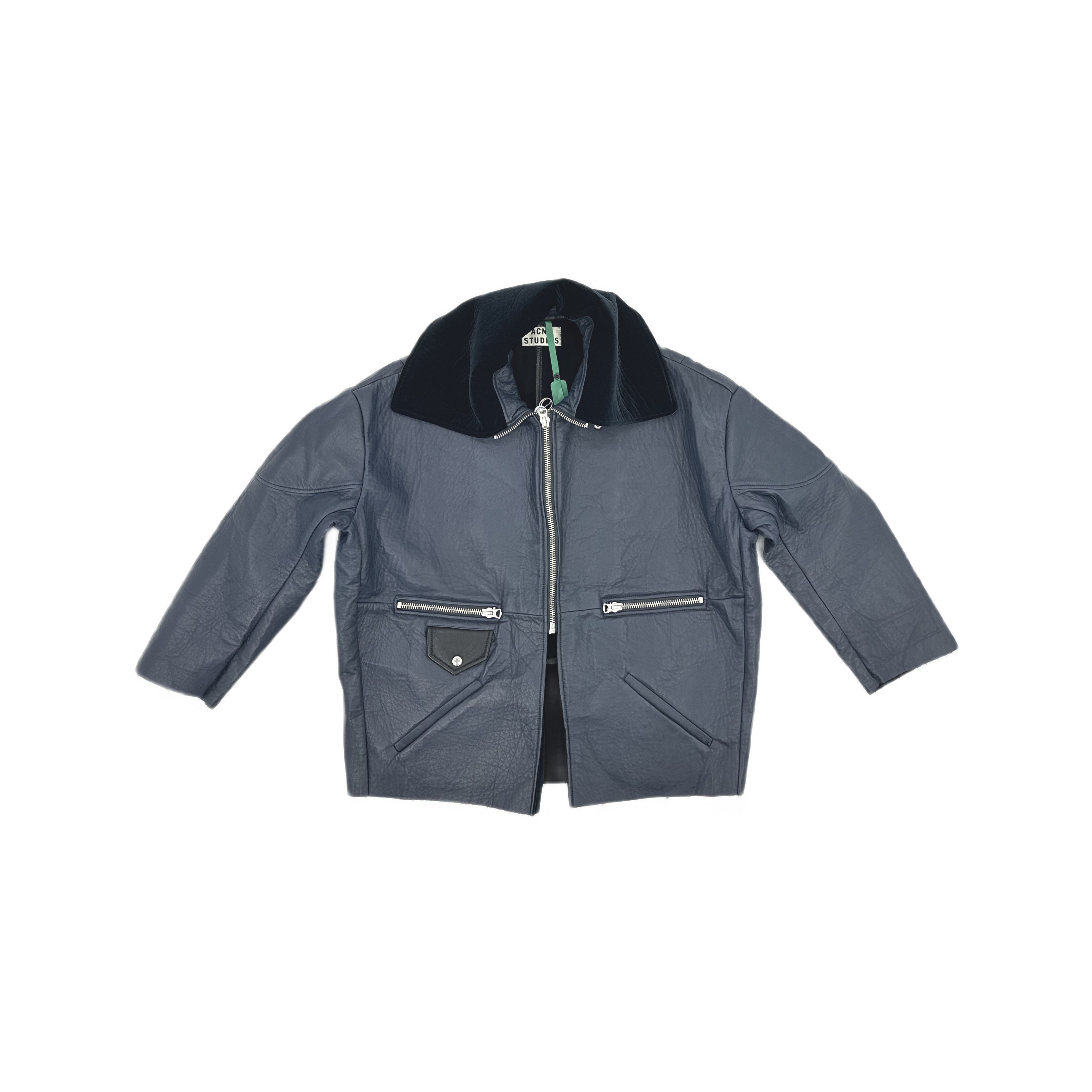 Acne Studios Acne Studios Lamb Leather Blue Biker Jacket 36 Size XS / US 0-2 / IT 36-38 - 2 Thumbnail
