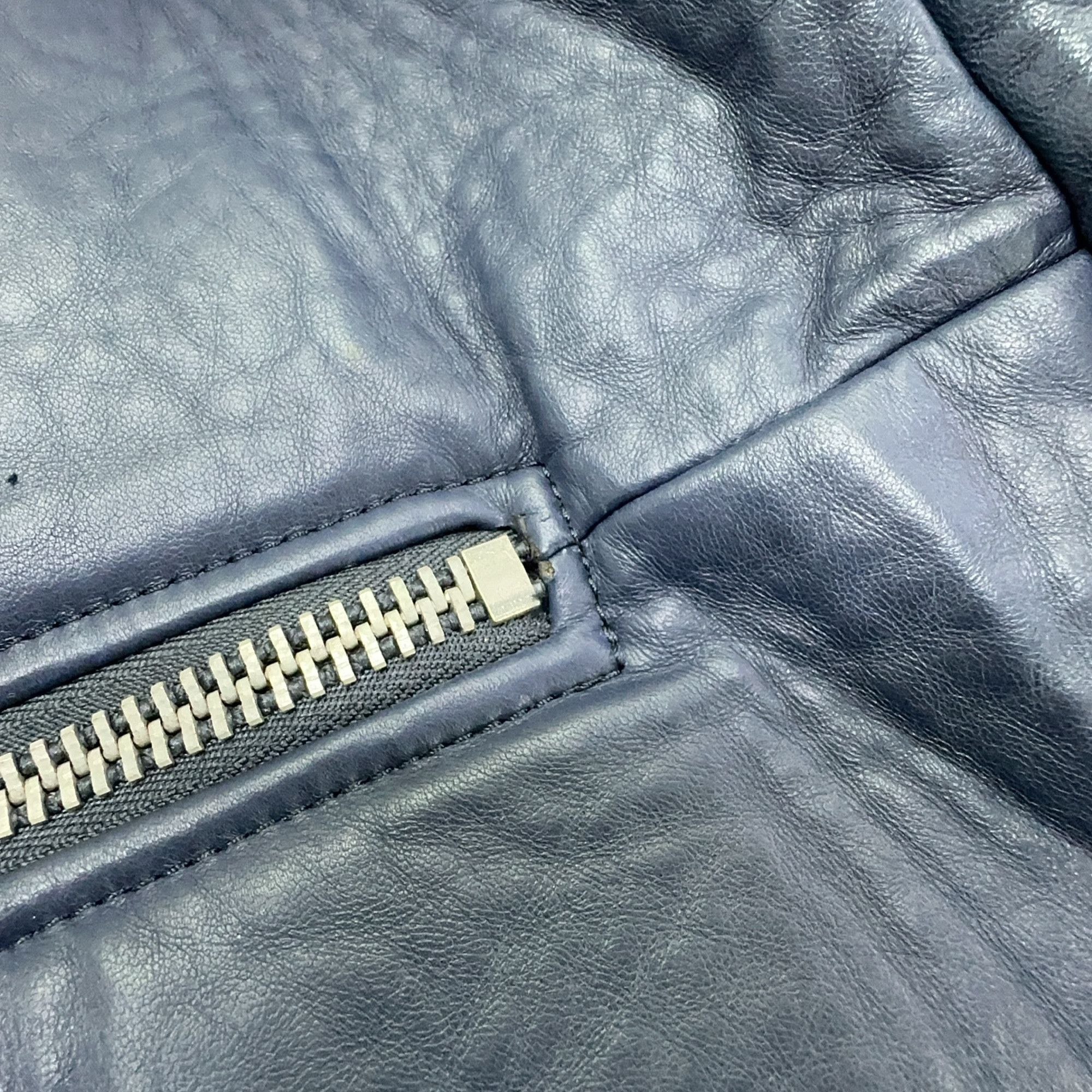 Acne Studios Acne Studios Lamb Leather Blue Biker Jacket 36 Size XS / US 0-2 / IT 36-38 - 6 Thumbnail