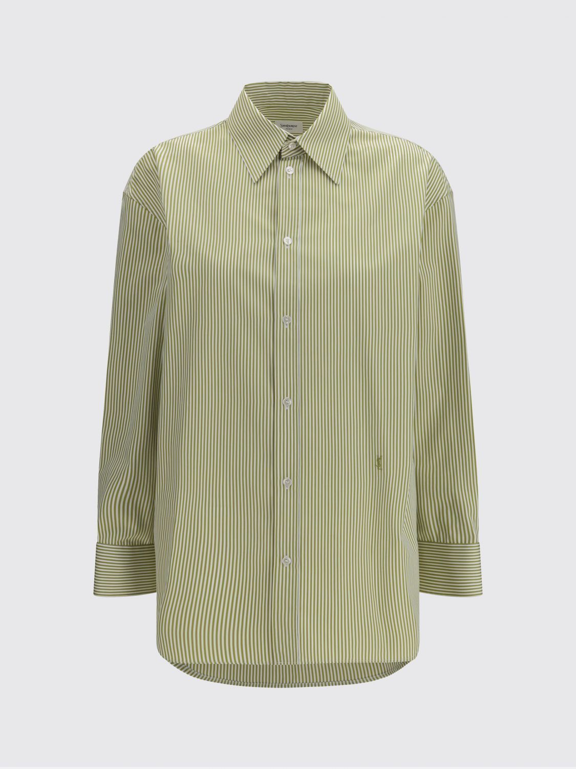 Saint Laurent Paris Saint Laurent Shirt Woman Kaki Size S / US 4 / IT 40 - 2 Thumbnail