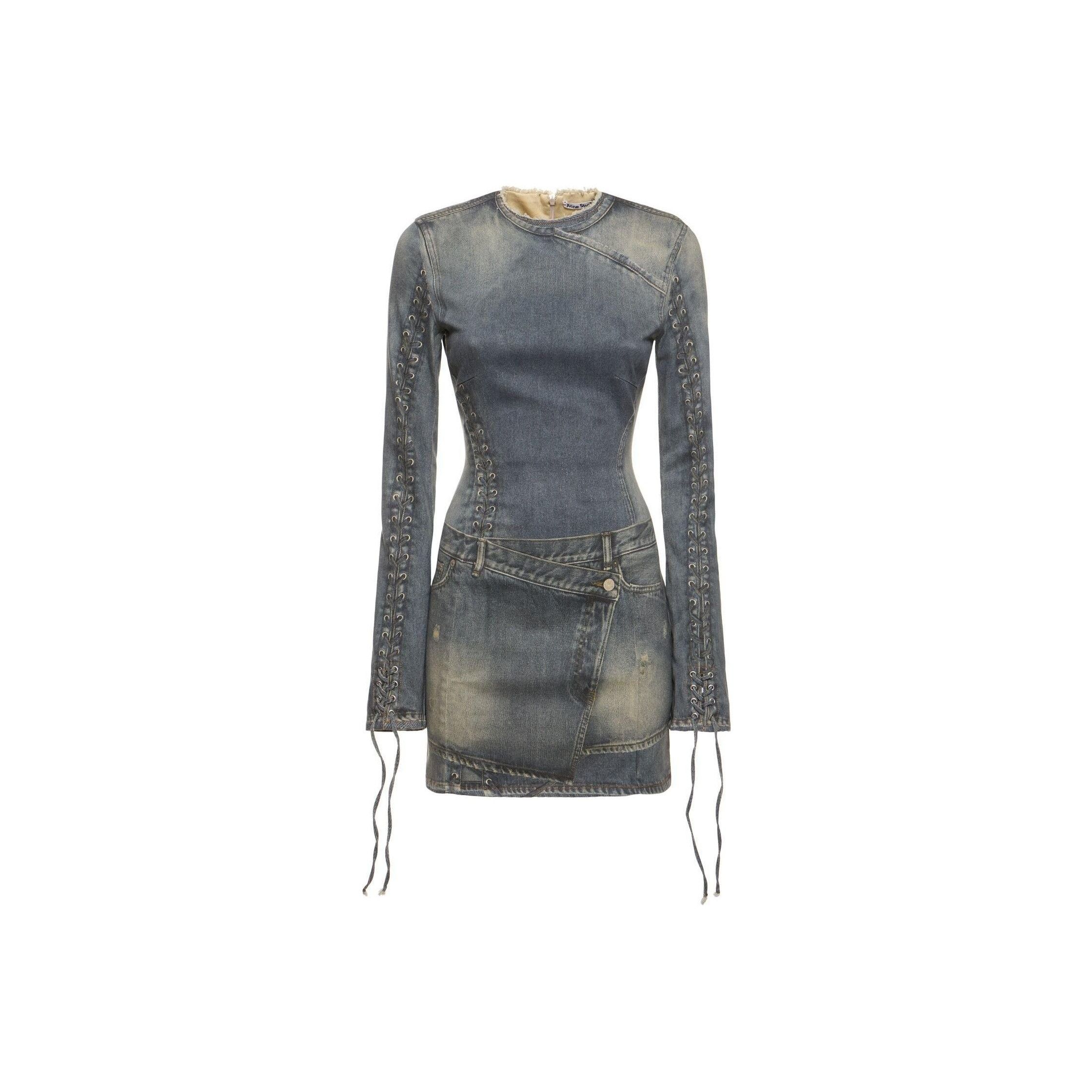 Acne Studios Acne Studios Trompe L'oeil Denim Print Mini Dress 34 Size XS / US 0-2 / IT 36-38 - 2 Thumbnail