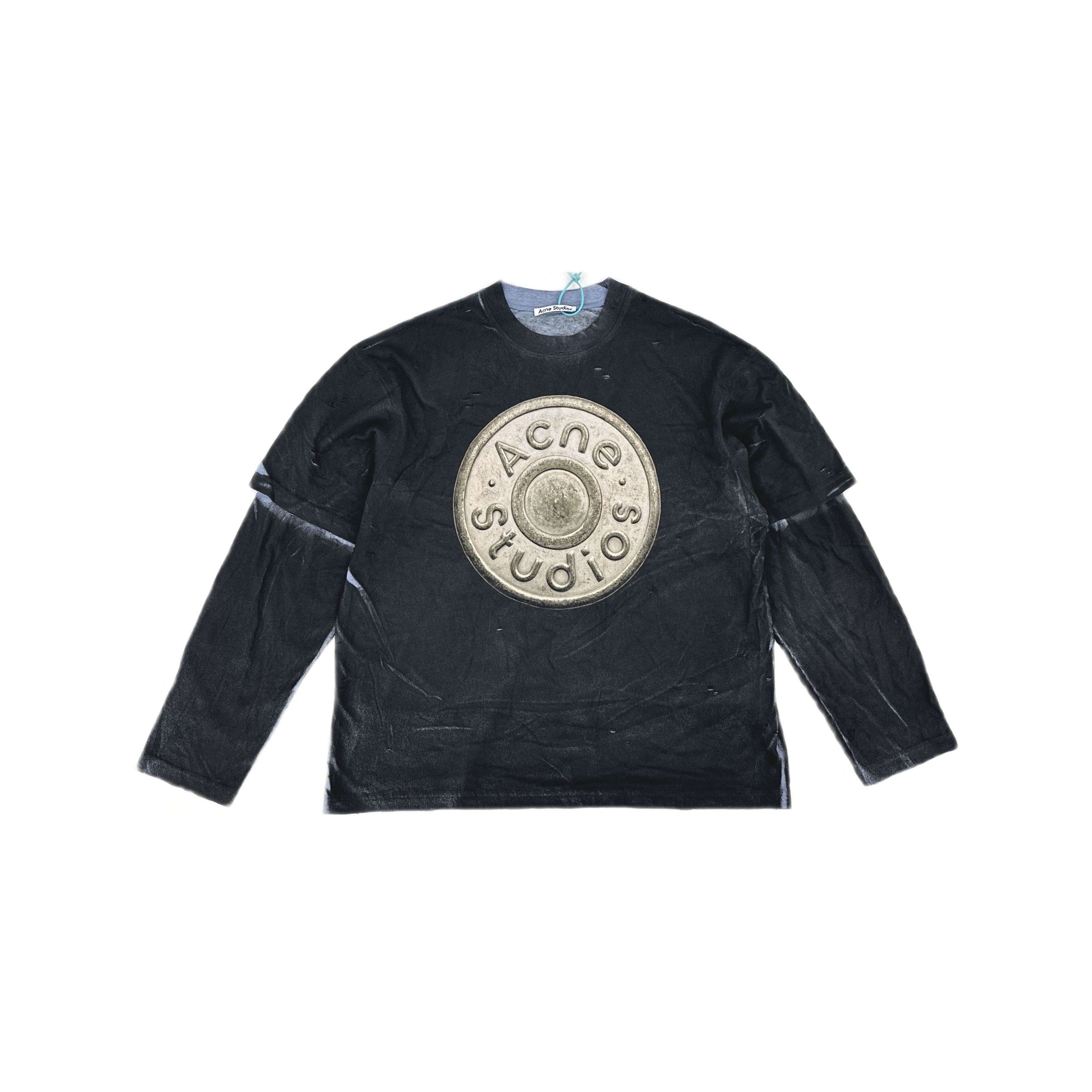 Acne Studios Acne Studios Distressed Button Logo L/S T-Shirt XS Size US XS / EU 42 / 0 - 2 Thumbnail