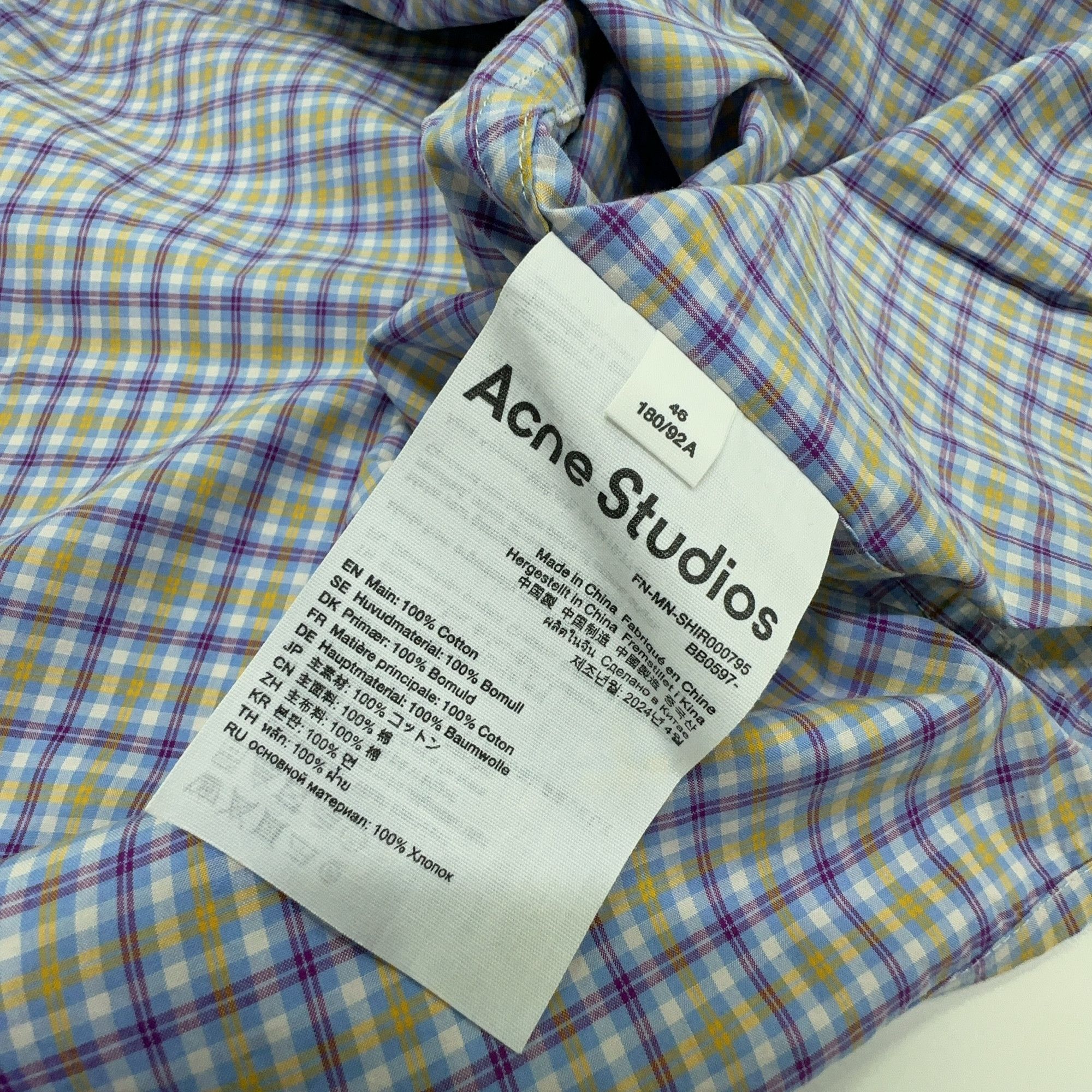 Acne Studios Acne Studios Plaid Cotton Shirt 46 Size US S / EU 44-46 / 1 - 4 Thumbnail