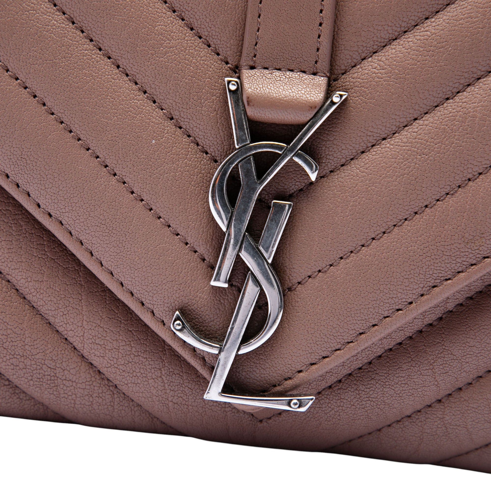 Saint Laurent Paris Medium Chevron Sheepskin Monogram College Satchel Size ONE SIZE - 6 Thumbnail