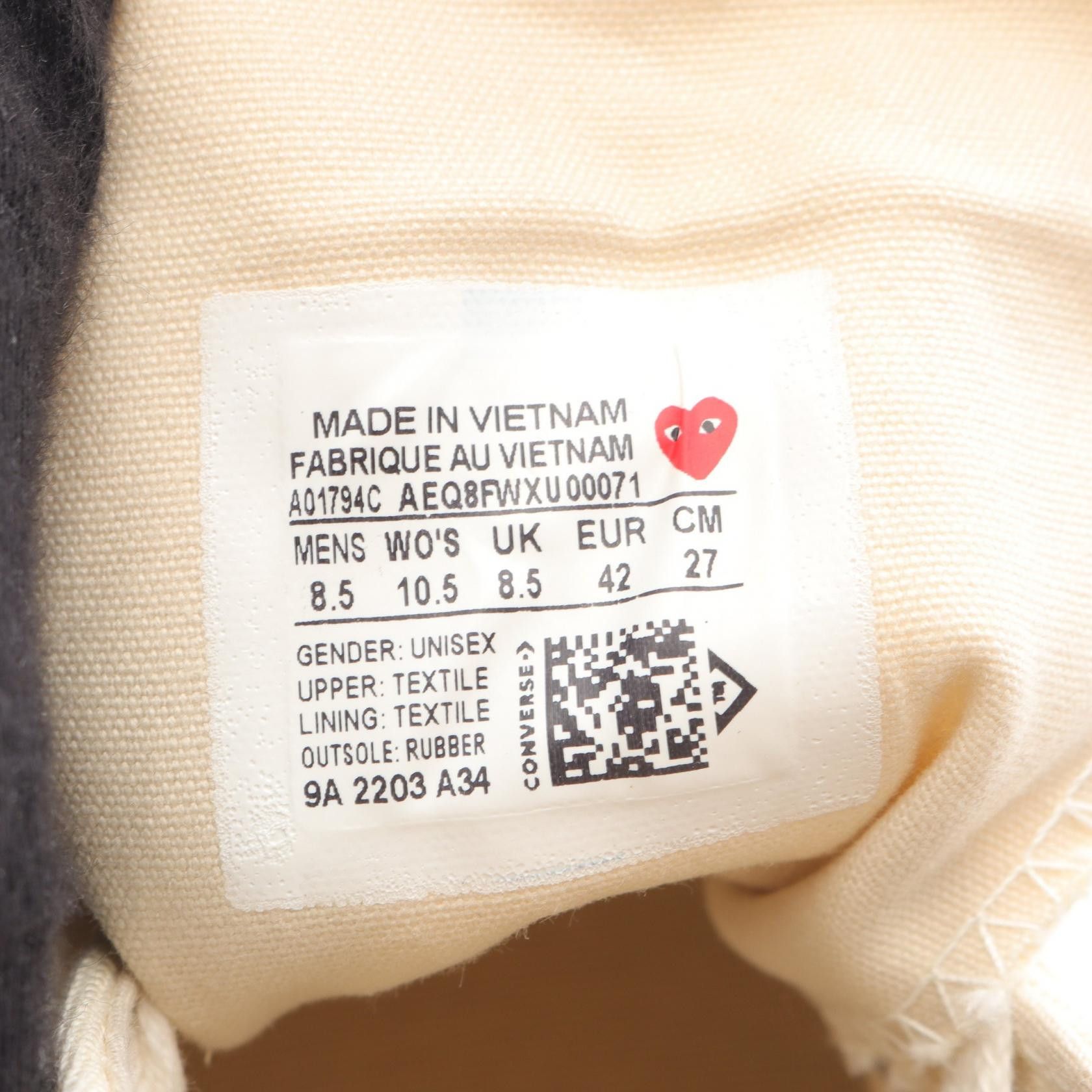 Comme des Garcons Comme des Garcons Comme des Garcons Play Comme des Garcons × Converse Canvas Sneakers Textile Shoes AZ-K124-001-28.5 DUTY FREE for USA Size ONE SIZE - 6 Thumbnail