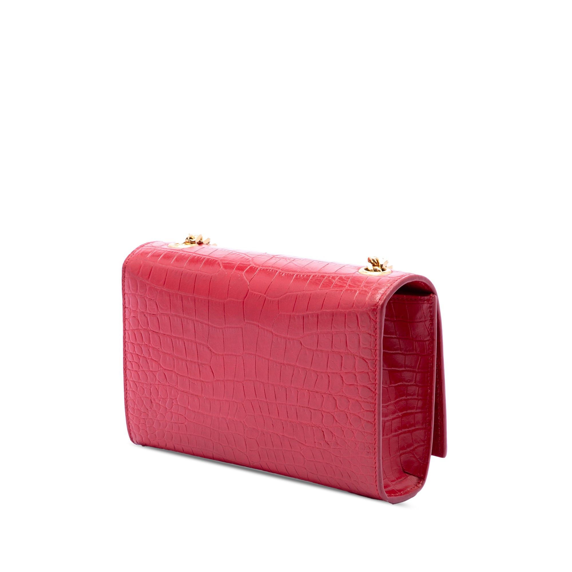 Saint Laurent Paris Small Croc Embossed Leather Kate Tassel Crossbody Size ONE SIZE - 2 Thumbnail