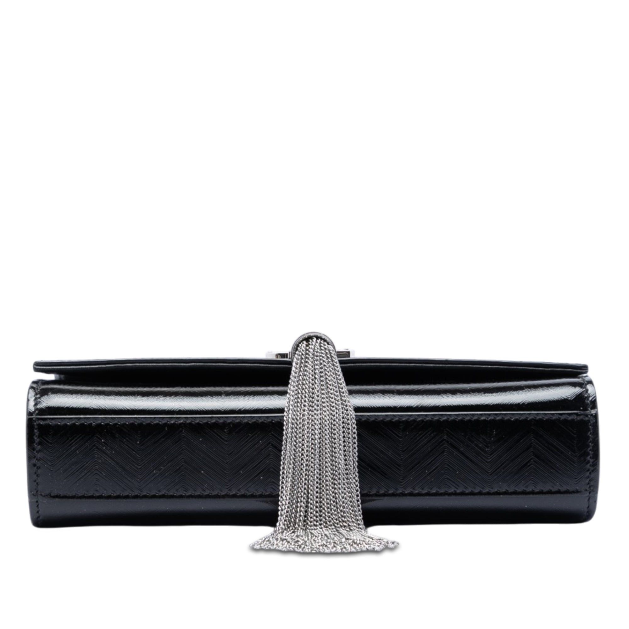 Saint Laurent Paris Medium Chevron Patent Monogram Kate Tassel Crossbody Size ONE SIZE - 3 Thumbnail
