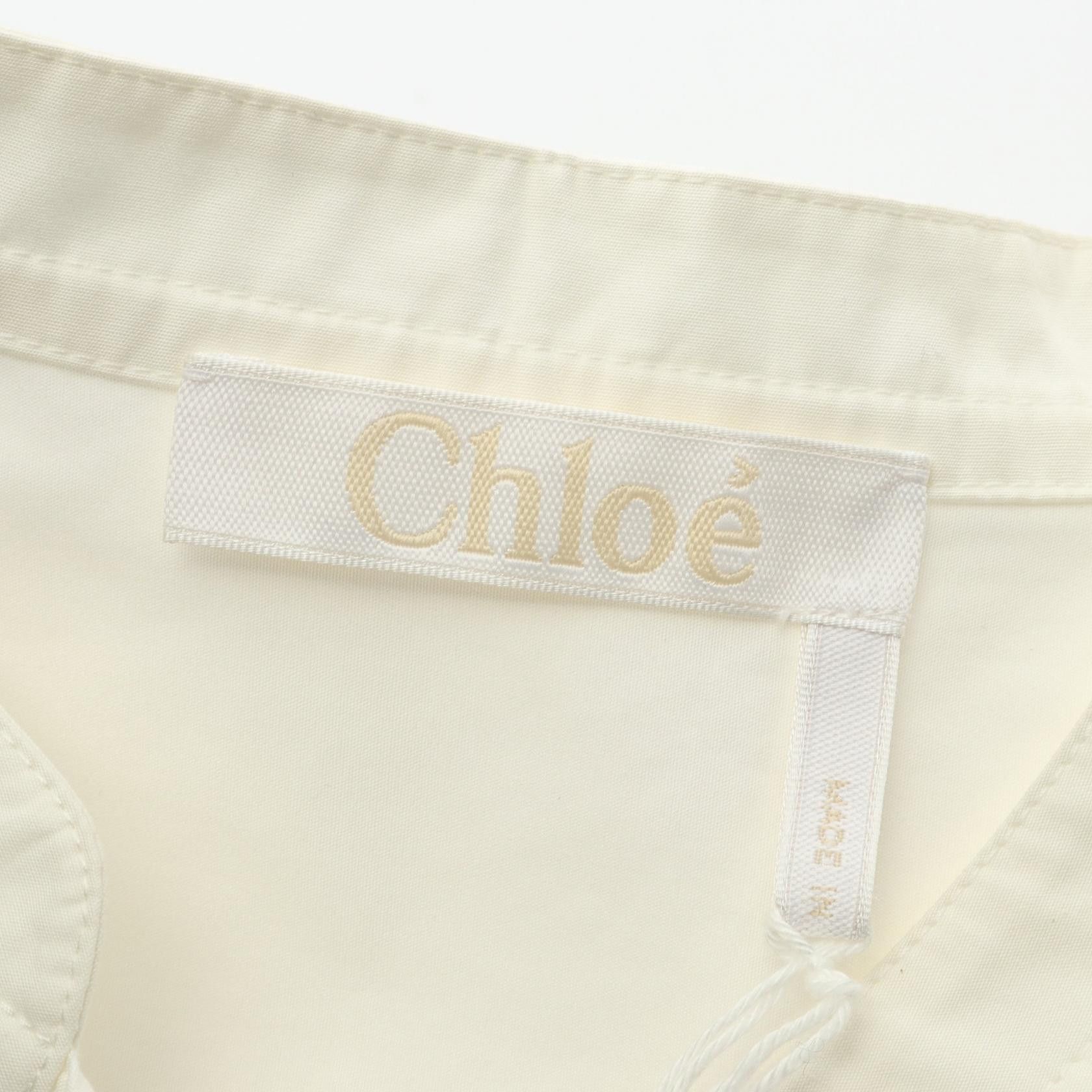 Chloe Chloe Chloe Tie Neck Organic Cotton Poplin Blouse Textile Tops CHC24SHT1814124U38 DUTY FREE for USA Size ONE SIZE - 3 Thumbnail