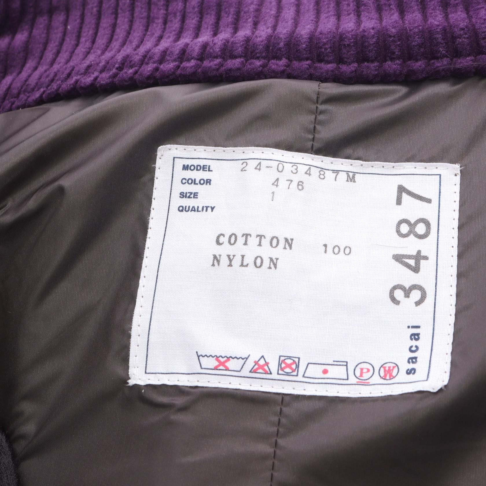 Sacai Sacai Sacai Corduroy Cotton Coat Textile Outerwear 24-03487M DUTY FREE for USA Size ONE SIZE - 3 Thumbnail
