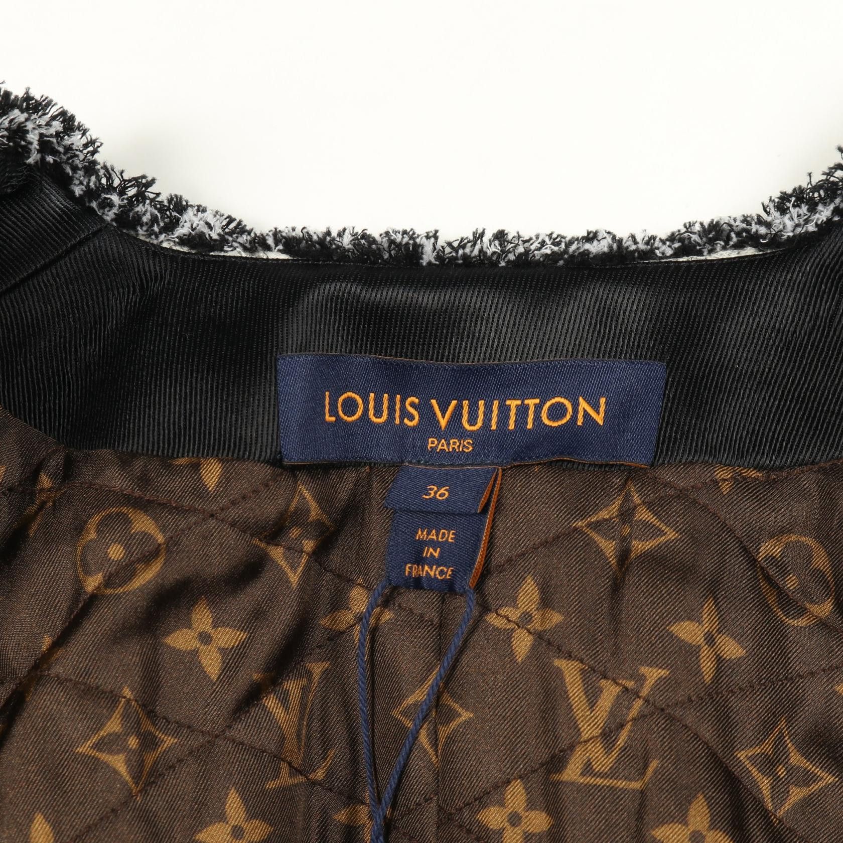 Louis Vuitton Louis Vuitton Louis Vuitton Tweed Wool Cotton Jacket Textile Outerwear RW221BMR2FMVB68 DUTY FREE for USA Size ONE SIZE - 3 Thumbnail