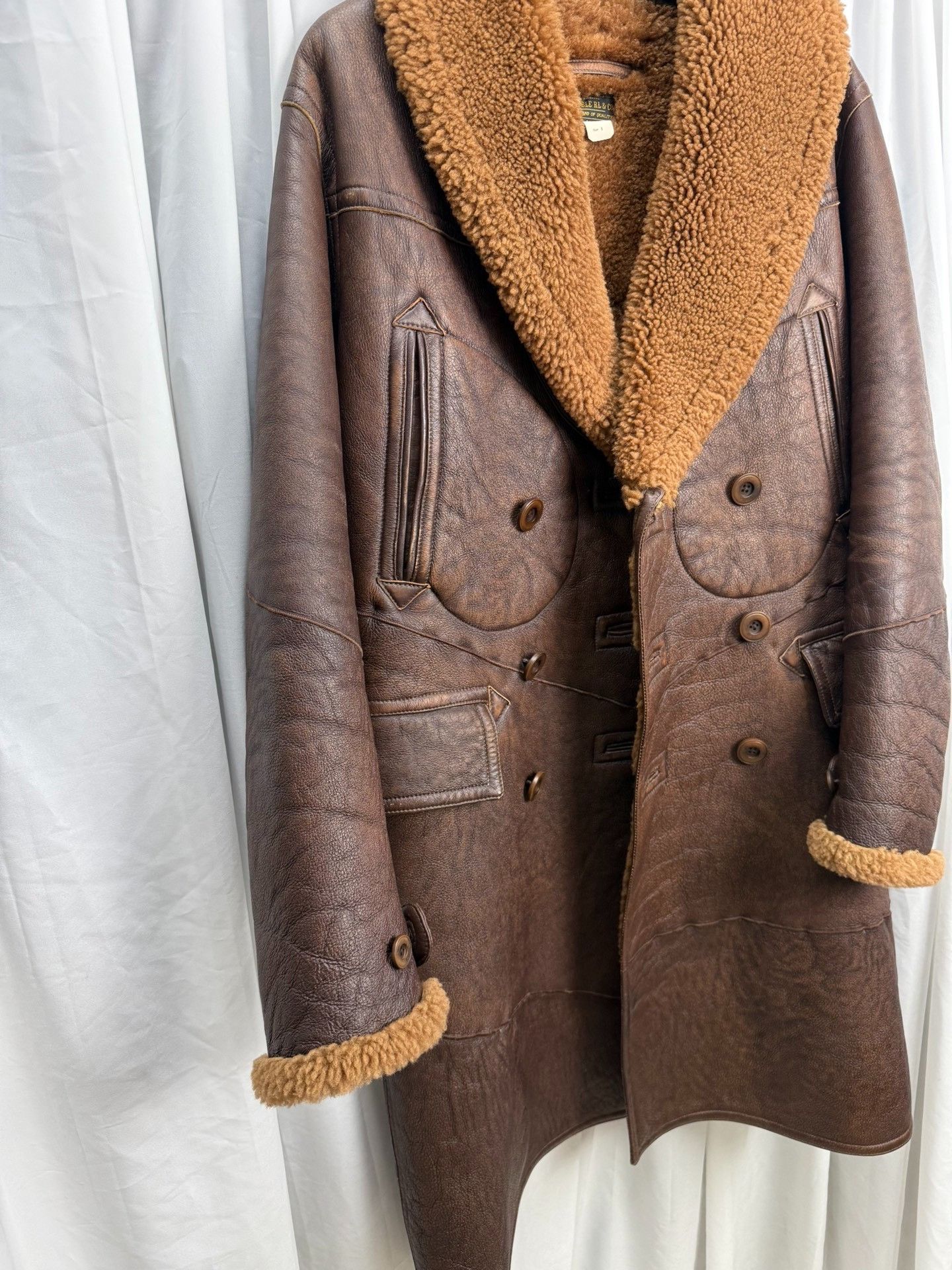 RRL Ralph Lauren DOUBLE RL Shearling Farmer Coat Size US M / EU 48-50 / 2 - 2 Thumbnail