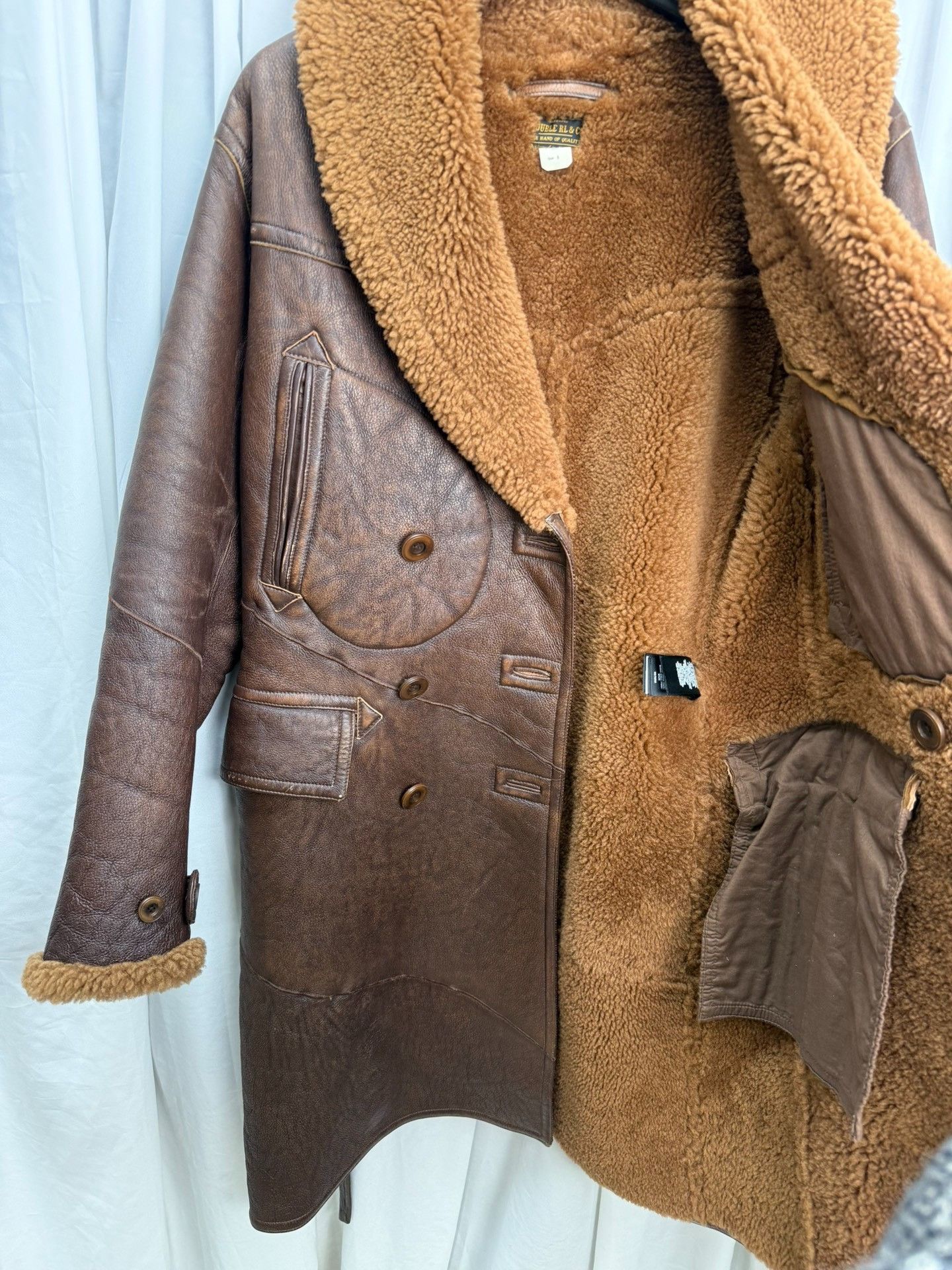 RRL Ralph Lauren DOUBLE RL Shearling Farmer Coat Size US M / EU 48-50 / 2 - 5 Thumbnail