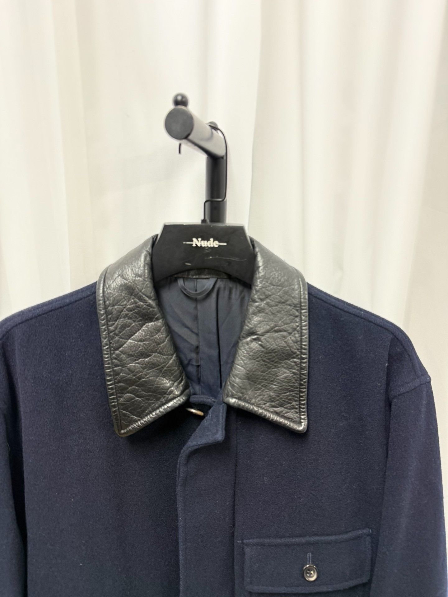 Comme des Garcons Comme des Garçons Homme 1991AW Leather Collar Wool Coat Size US M / EU 48-50 / 2 - 3 Thumbnail
