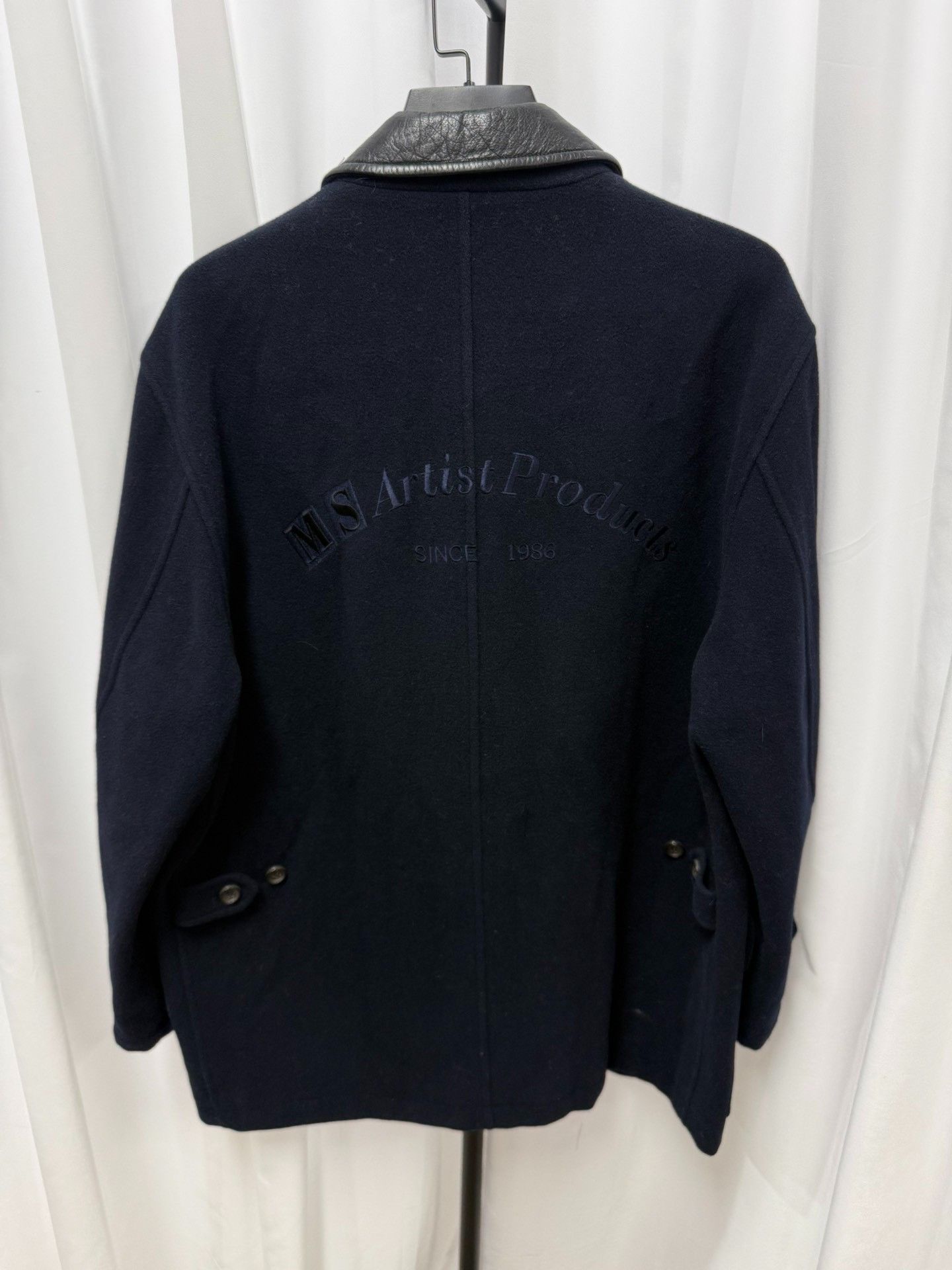 Comme des Garcons Comme des Garçons Homme 1991AW Leather Collar Wool Coat Size US M / EU 48-50 / 2 - 6 Thumbnail