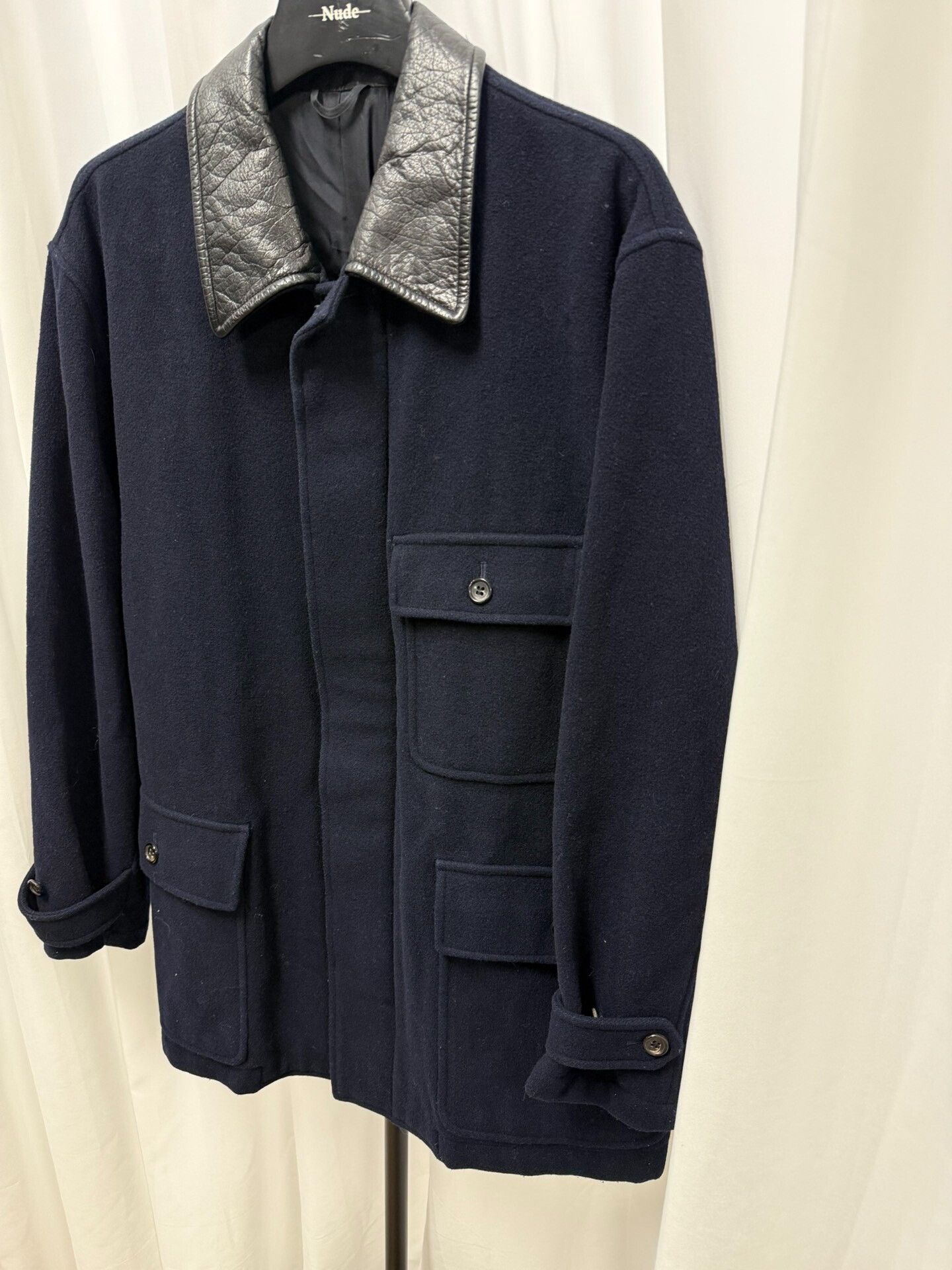 Comme des Garcons Comme des Garçons Homme 1991AW Leather Collar Wool Coat Size US M / EU 48-50 / 2 - 2 Thumbnail