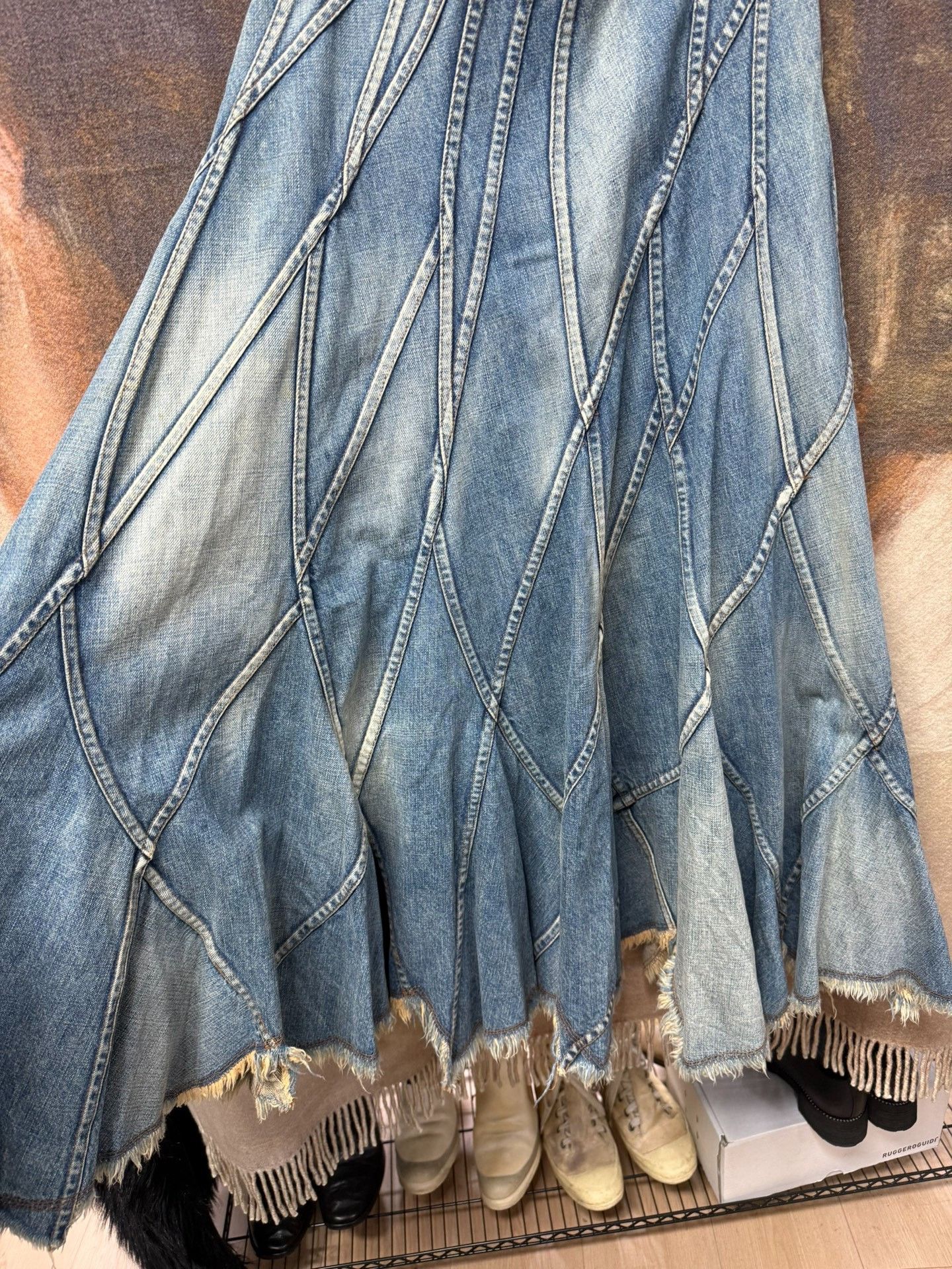 Junya Watanabe Junya Watanabe Washed Patchwork Maxi Skirt Size 30" / US 8 / IT 44 - 4 Thumbnail