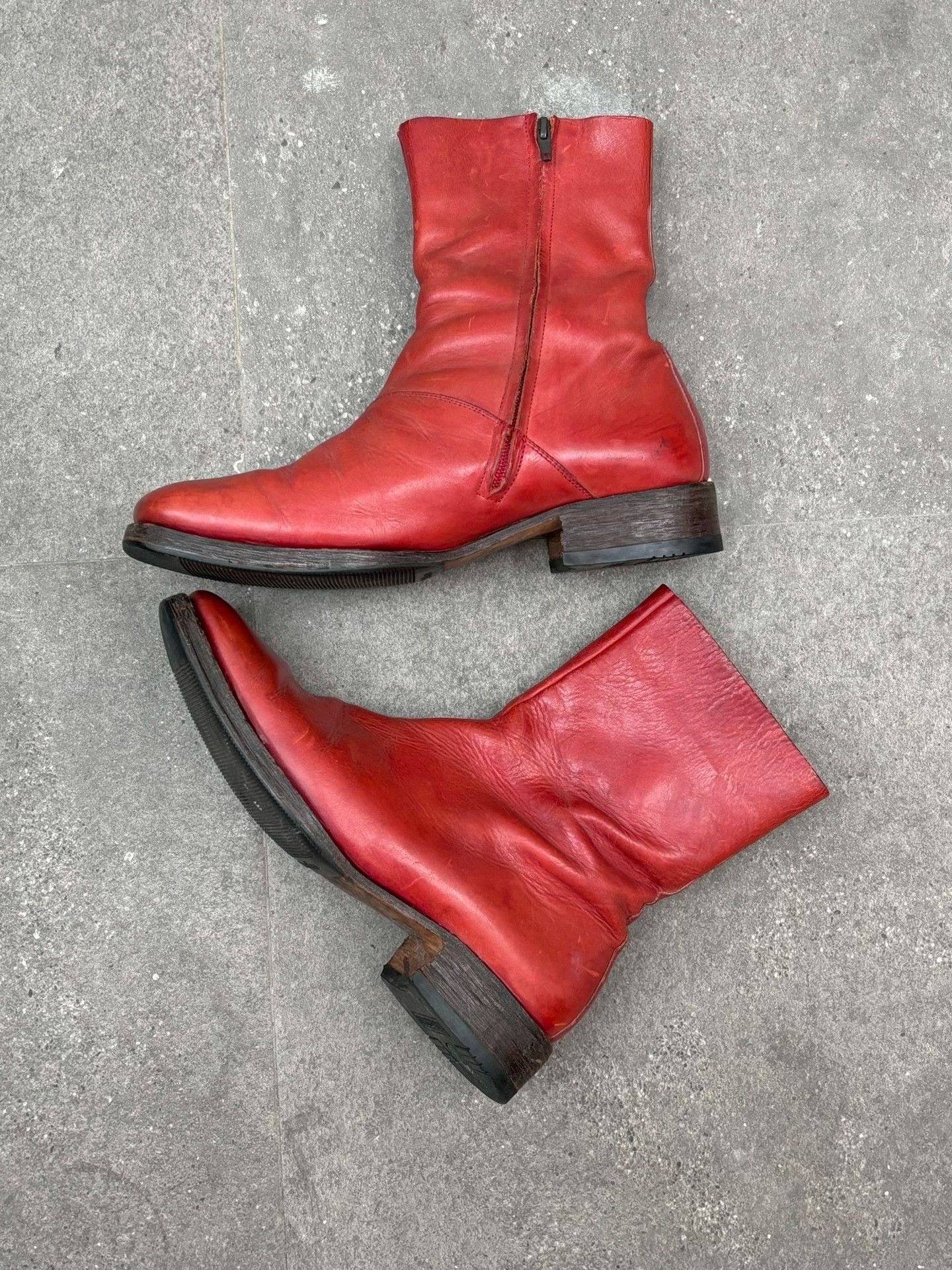 Maison Margiela Maison Martin Margiela Artisanal Red Square-Toe Boots Size US 10 / EU 43 - 3 Thumbnail