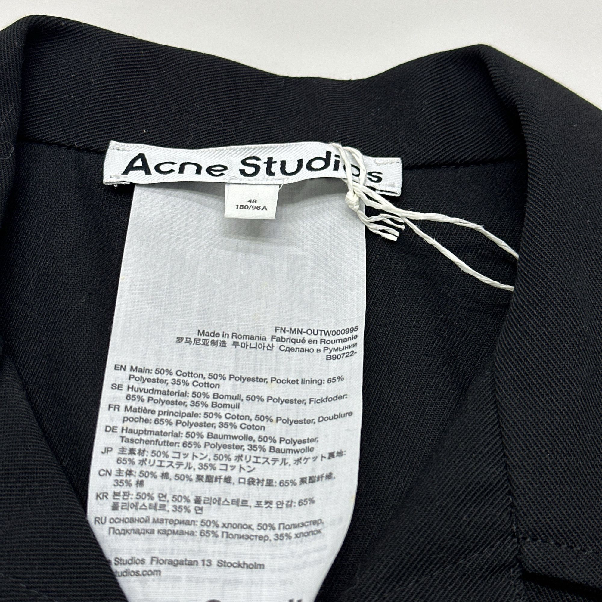 Acne Studios Acne Studios Black Twill Collared Jacket 48 Size US M / EU 48-50 / 2 - 3 Thumbnail