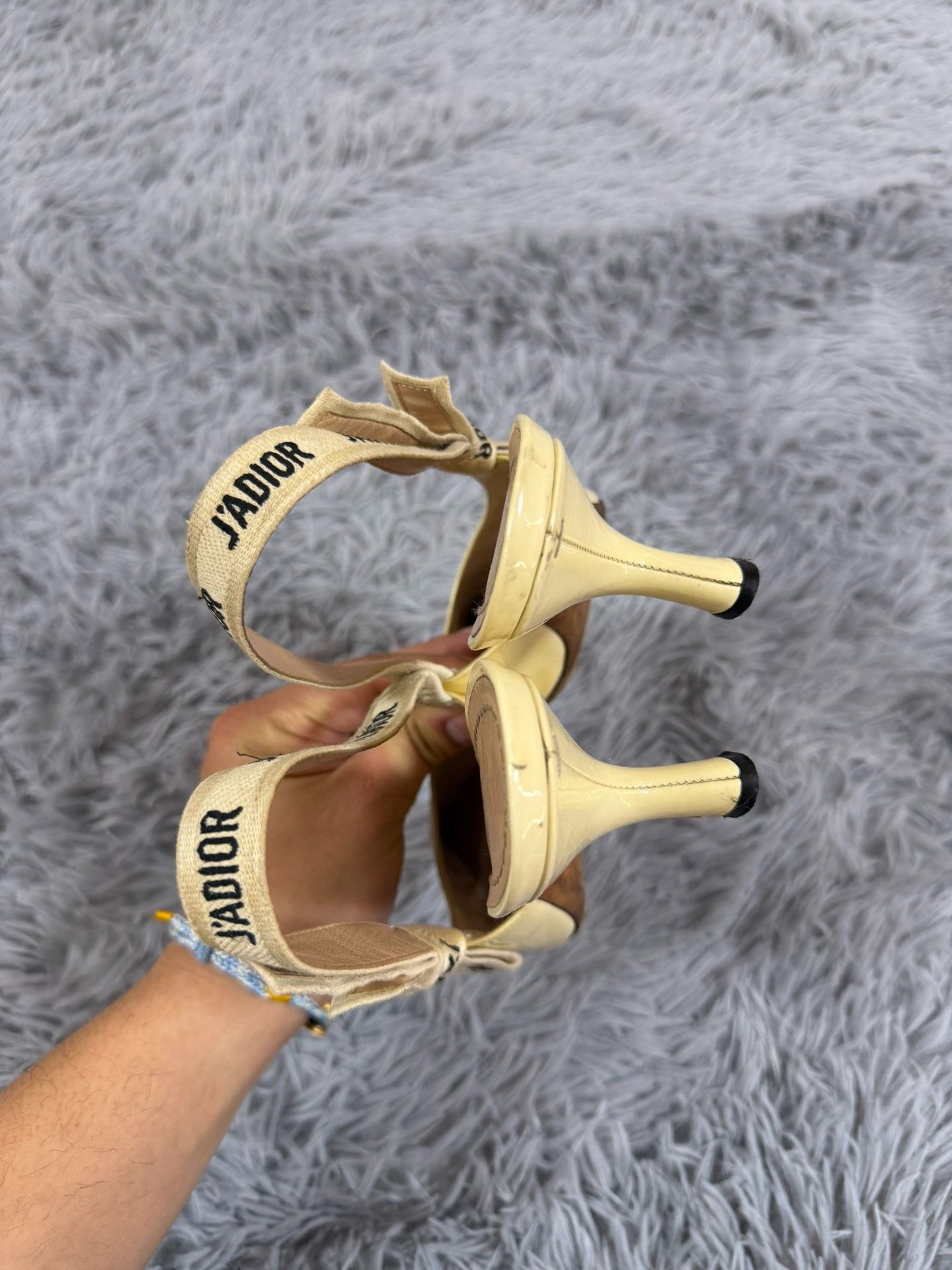 Dior Dior Patent Embroidered Yellow Sandals us_7 Women Size US 7 / IT 37 - 2 Thumbnail