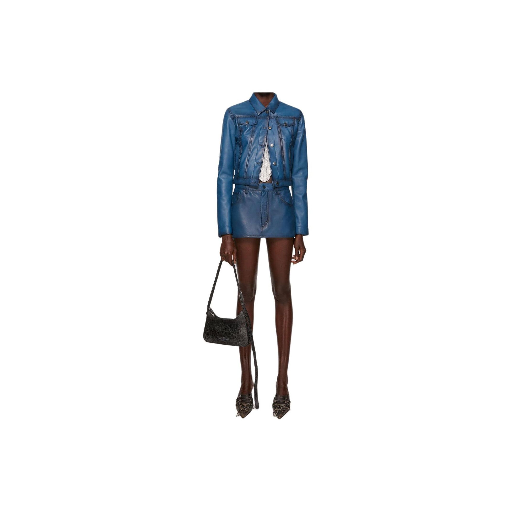 Acne Studios Acne Studios Cracked Leather Platt Shoulder Bag ONE SIZE Size ONE SIZE - 9 Thumbnail