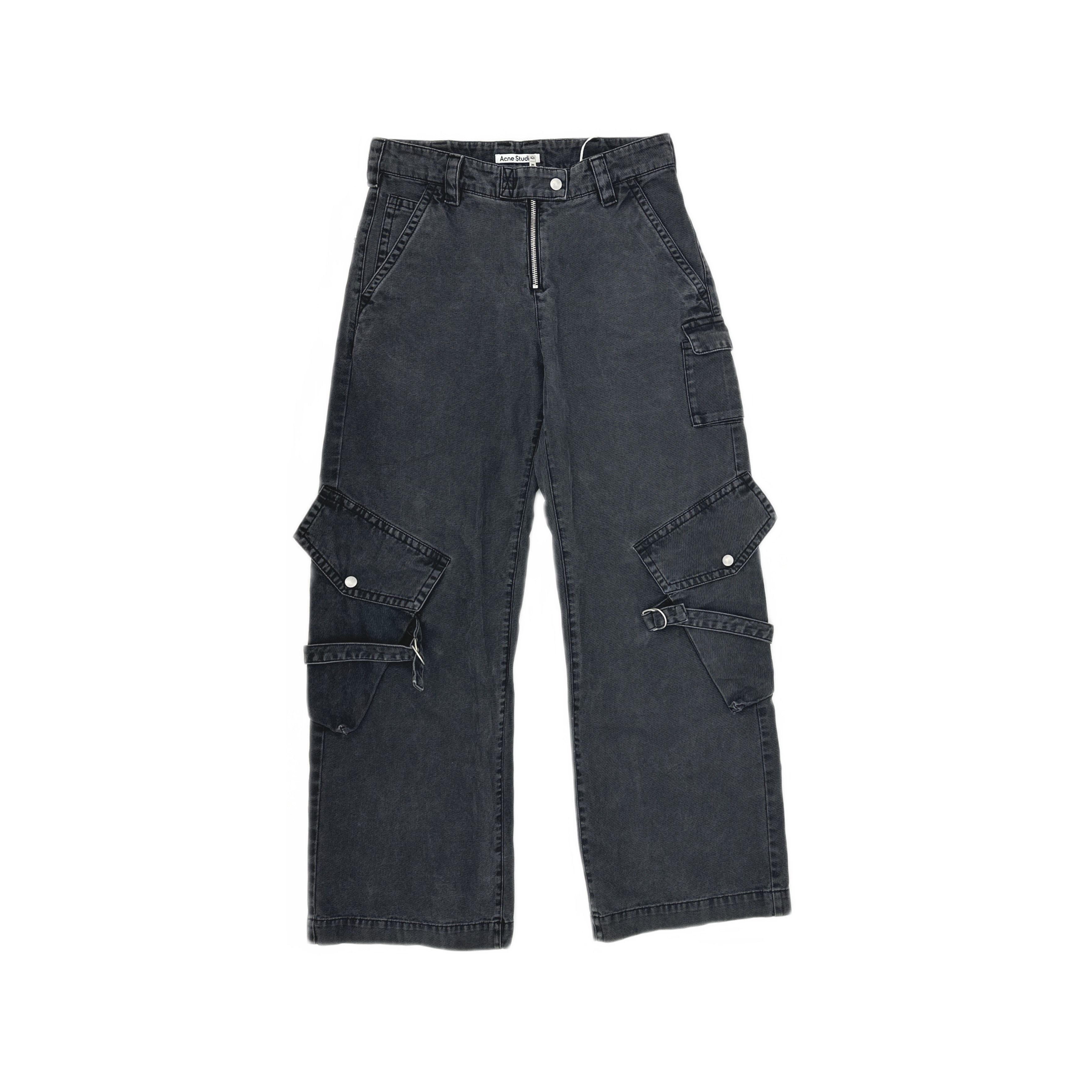 Acne Studios Acne Studios Washed Black Cargo Denim Pants FR 36 Size 26" / US 2 / IT 38 - 2 Thumbnail