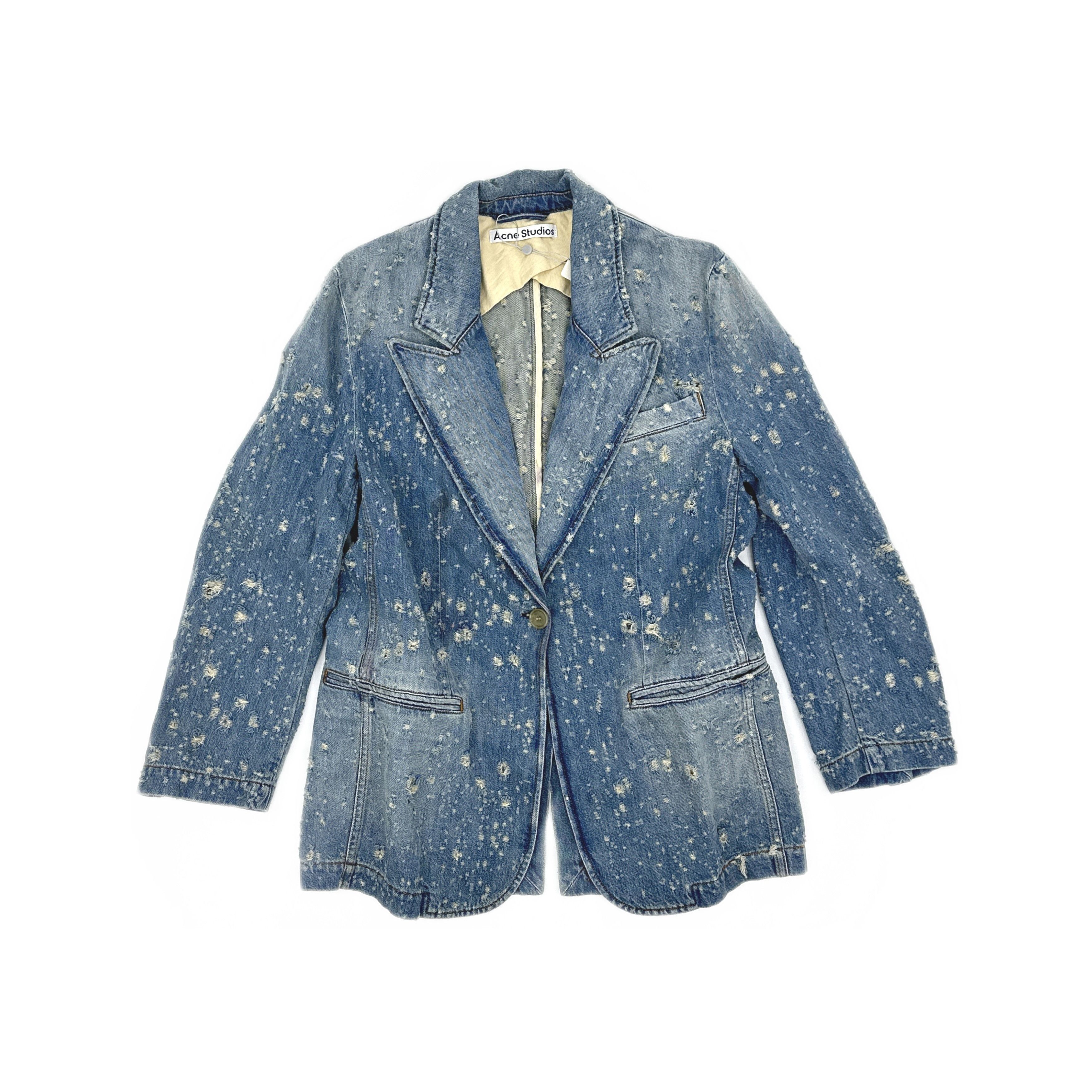 Acne Studios Acne Studios Distressed Denim Blazer Size 34 Size XS / US 0-2 / IT 36-38 - 2 Thumbnail