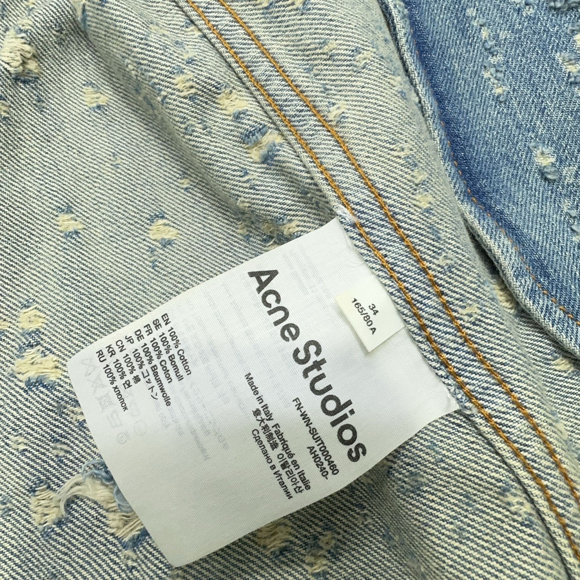 Acne Studios Acne Studios Distressed Denim Blazer Size 34 Size XS / US 0-2 / IT 36-38 - 5 Thumbnail