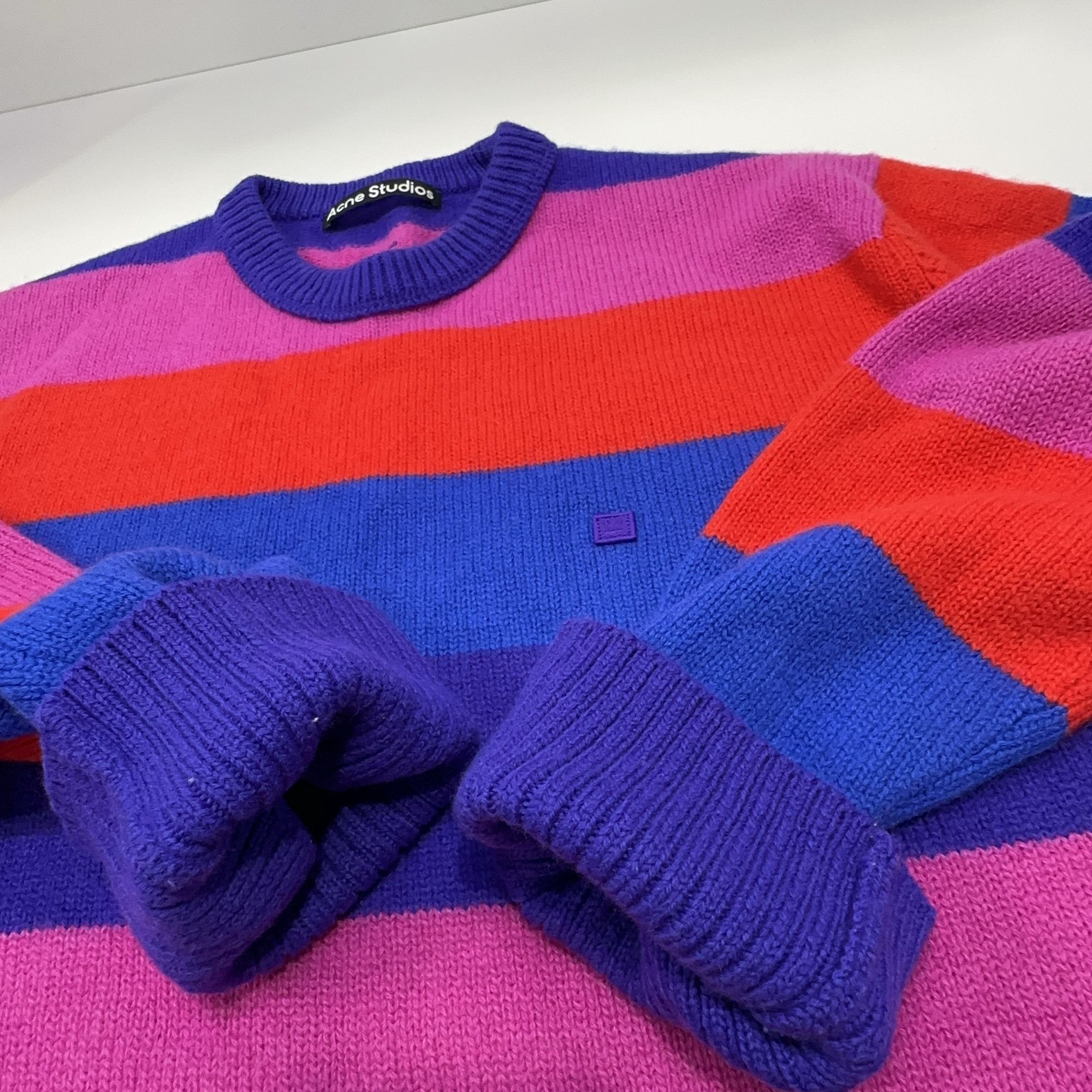 Acne Studios Acne Studios Striped Face Logo Sweater S Size US S / EU 44-46 / 1 - 10 Thumbnail