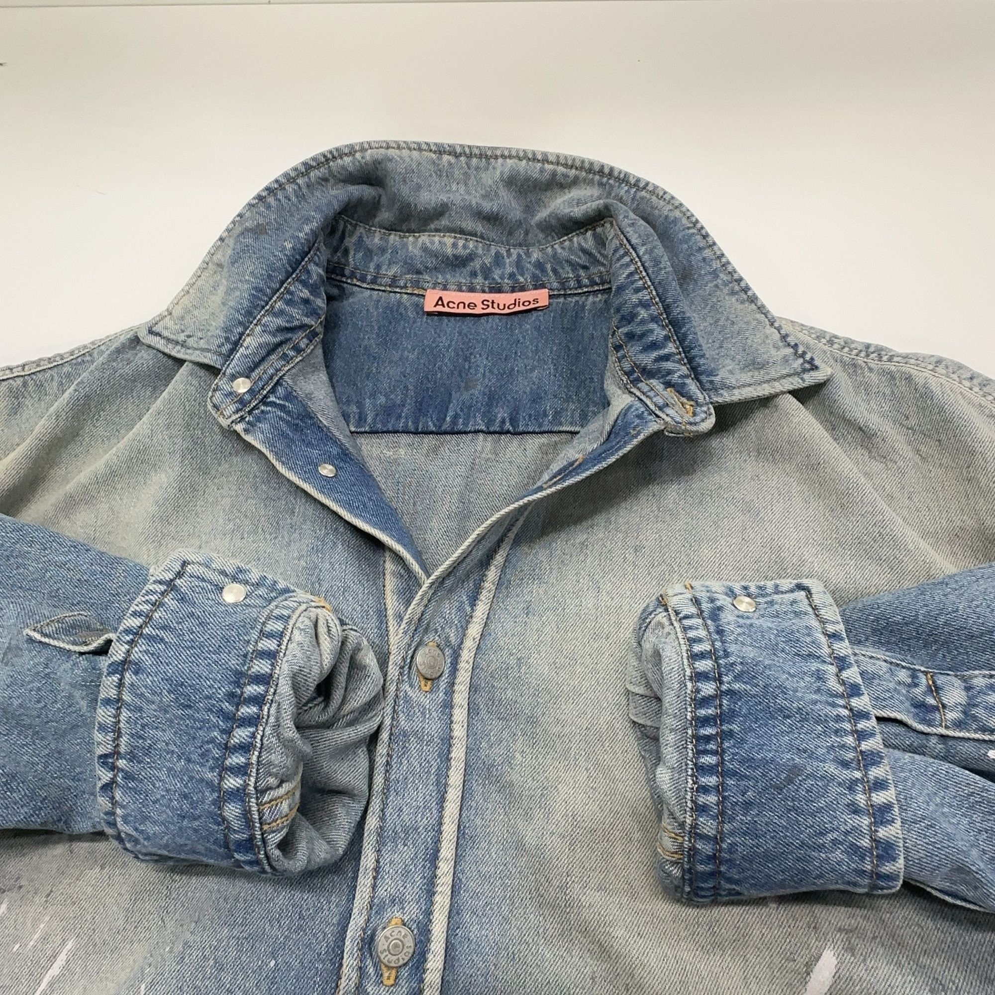 Acne Studios Acne Studios Distressed Paint Splatter Denim Shirt S Size US S / EU 44-46 / 1 - 6 Thumbnail
