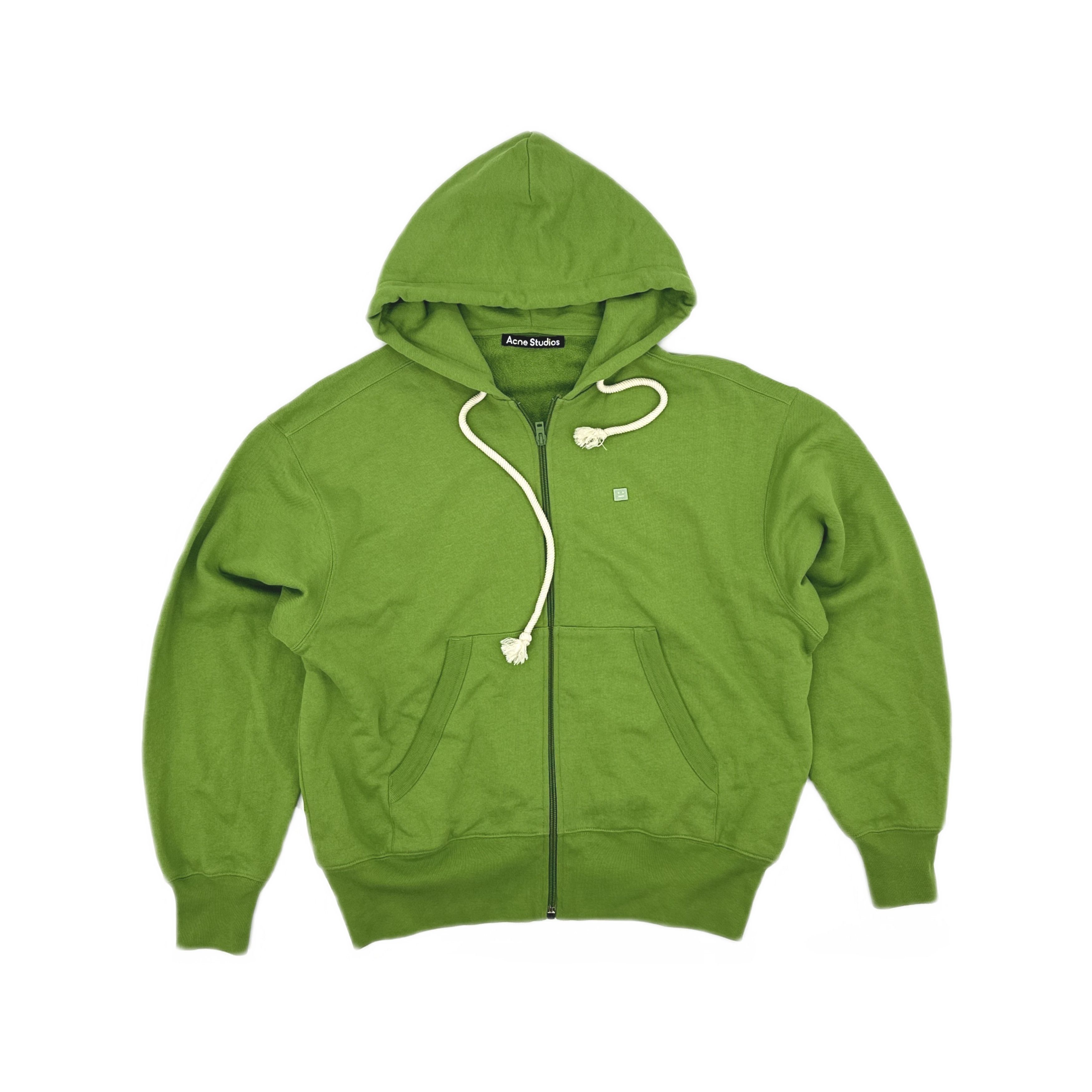 Acne Studios Acne Studios Green Face Logo Zip Hoodie XXS Size US XXS / EU 40 - 2 Thumbnail