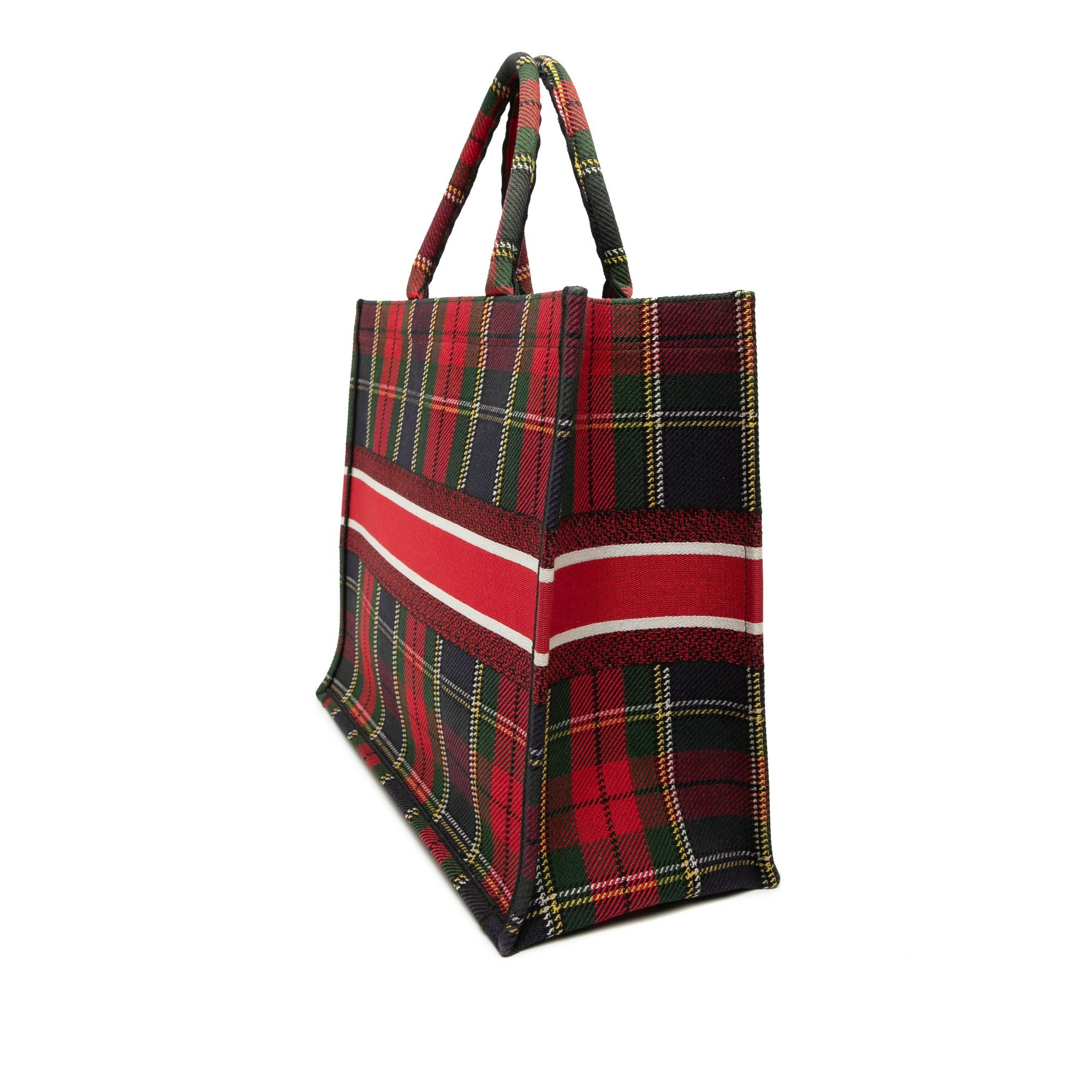 Dior Large Embroidered Canvas Tartan Check Book Tote Size ONE SIZE - 2 Thumbnail
