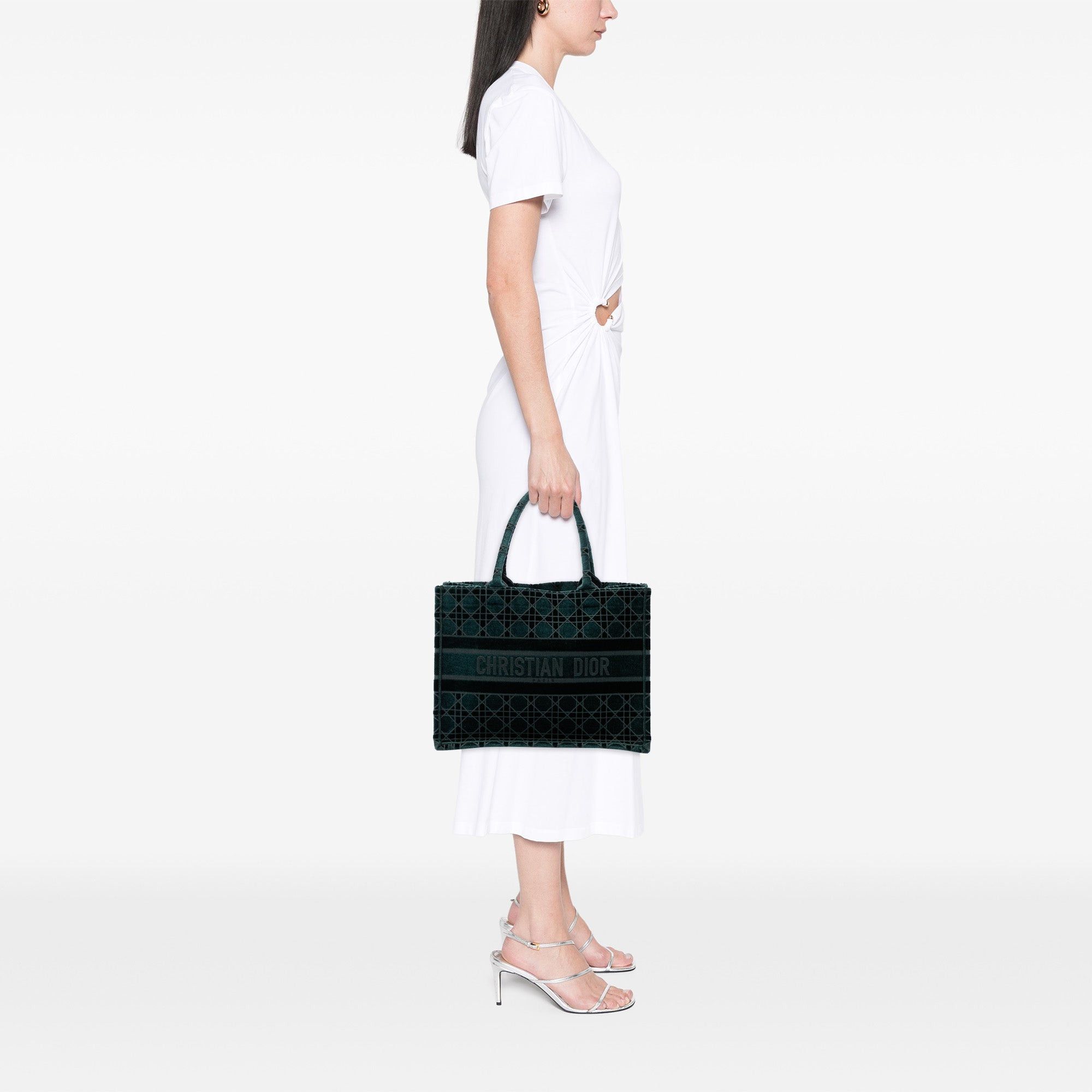 Dior Medium Embroidered Velvet Cannage Book Tote Size ONE SIZE - 7 Thumbnail