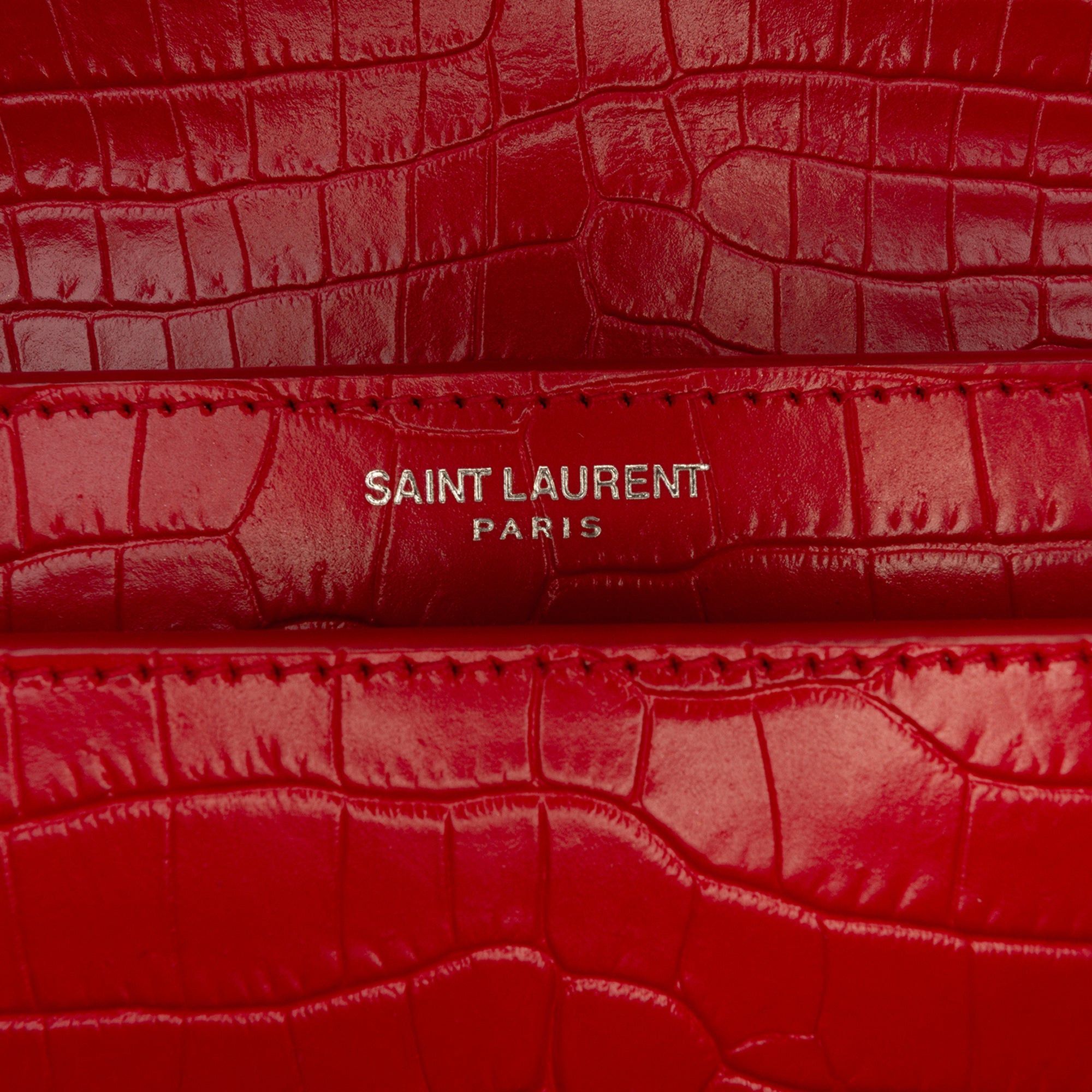 Saint Laurent Paris Medium Croc Embossed Leather Monogram Sunset Crossbody Size ONE SIZE - 5 Thumbnail