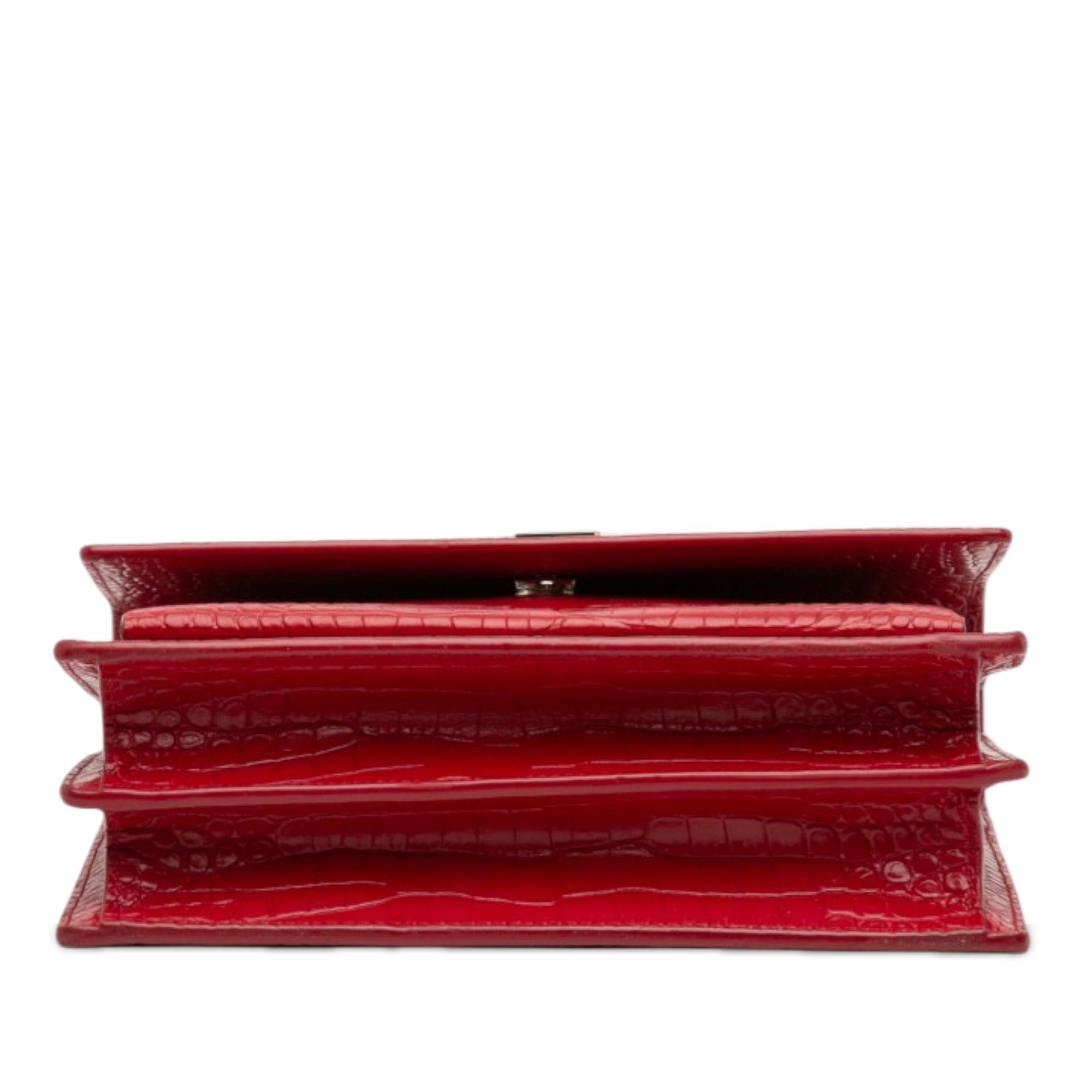 Saint Laurent Paris Medium Croc Embossed Leather Monogram Sunset Crossbody Size ONE SIZE - 3 Thumbnail