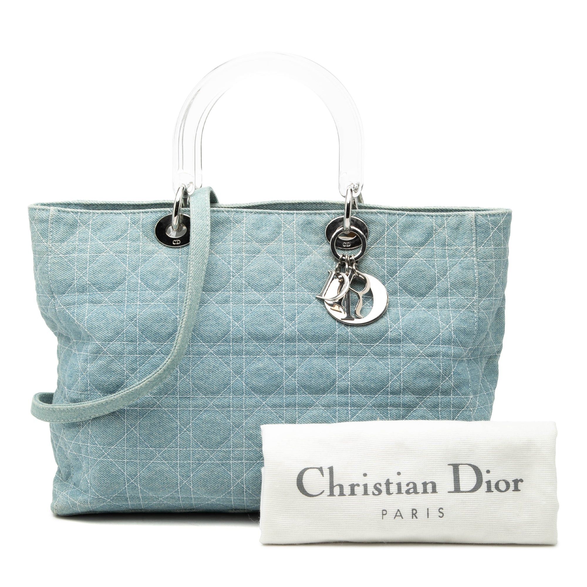 Dior Large Denim Cannage Acrylic Handles Lady Dior Size ONE SIZE - 8 Thumbnail
