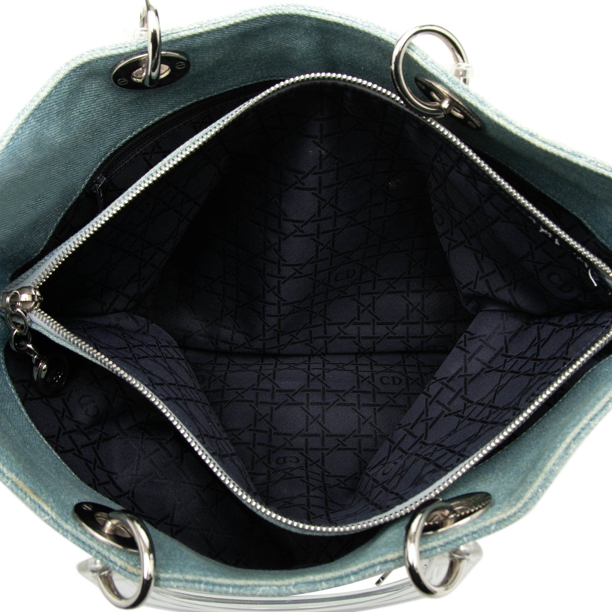 Dior Large Denim Cannage Acrylic Handles Lady Dior Size ONE SIZE - 4 Thumbnail