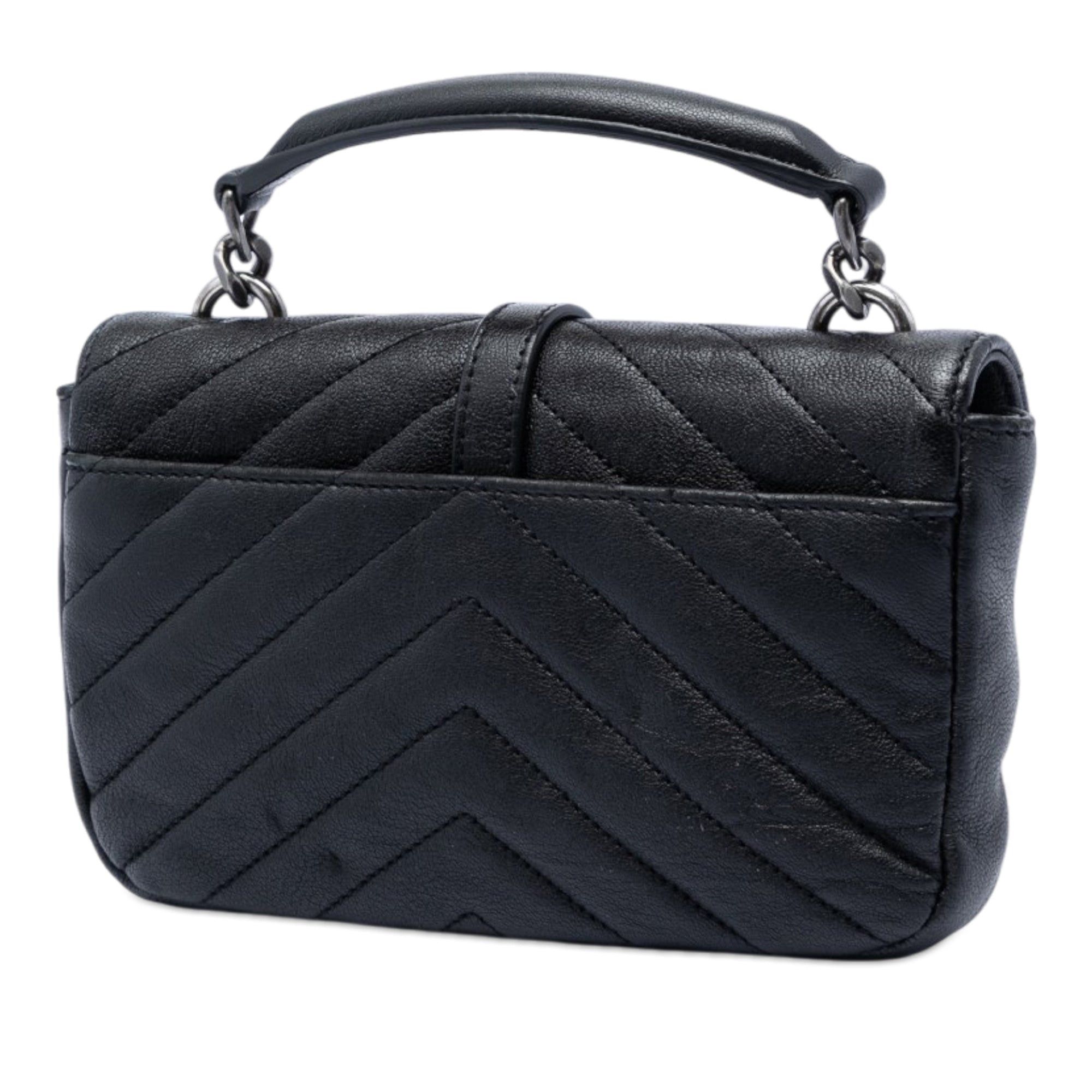Saint Laurent Paris Mini Chevron Sheepskin Monogram College Satchel Size ONE SIZE - 2 Thumbnail